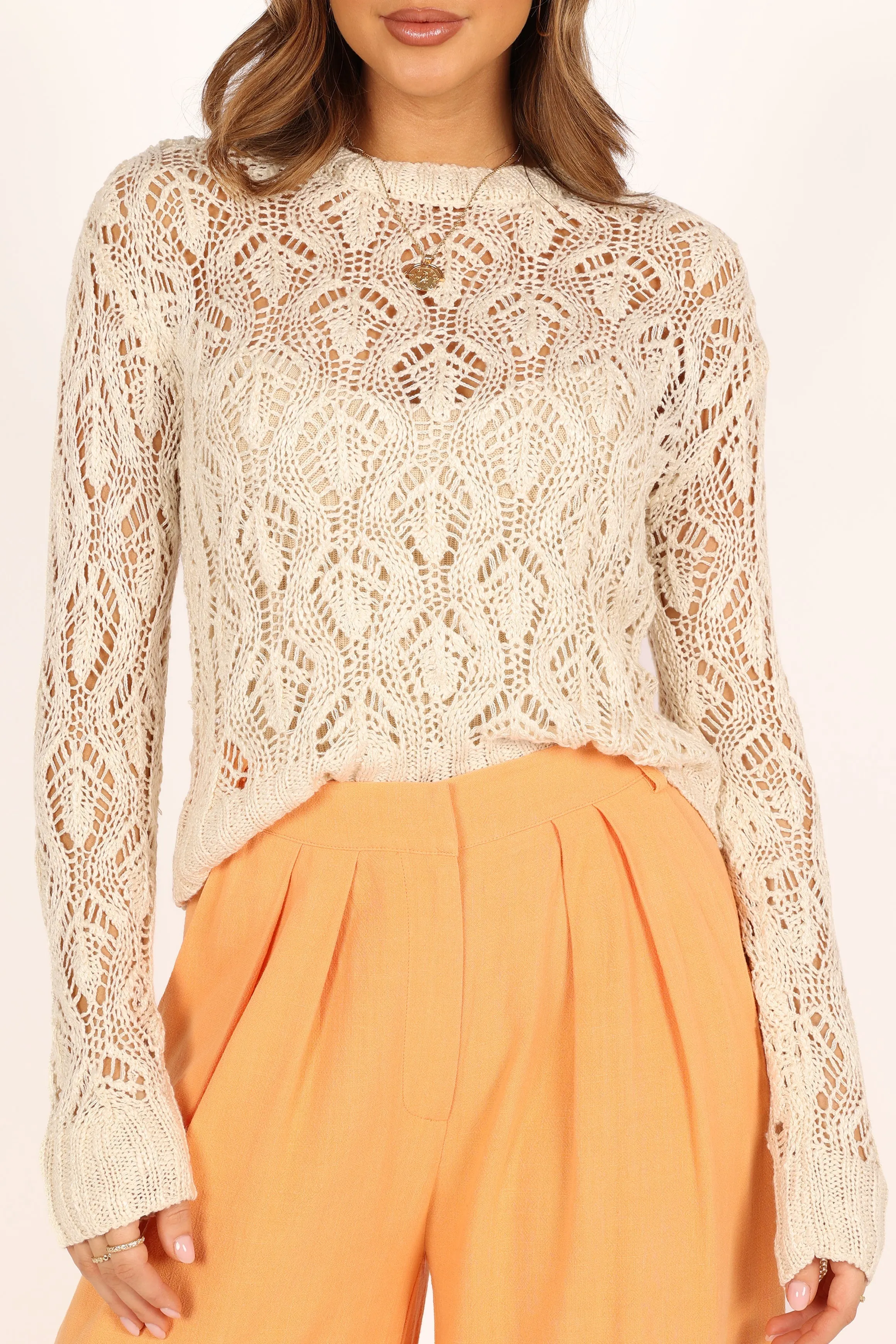 Abby Lightweight Knit Sweater - Cream