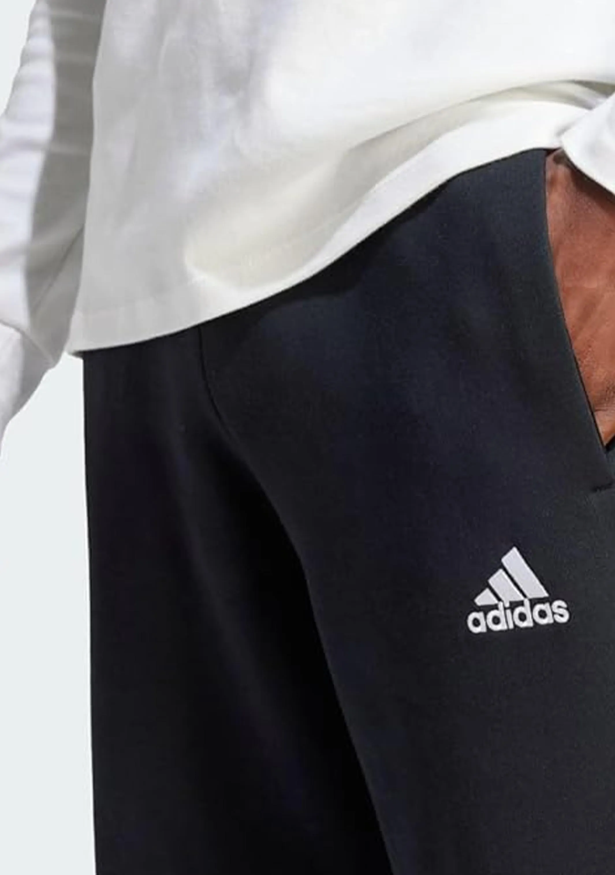 Adidas Men's 3 Stripes Essentials Fleece Open Hem Track Pants