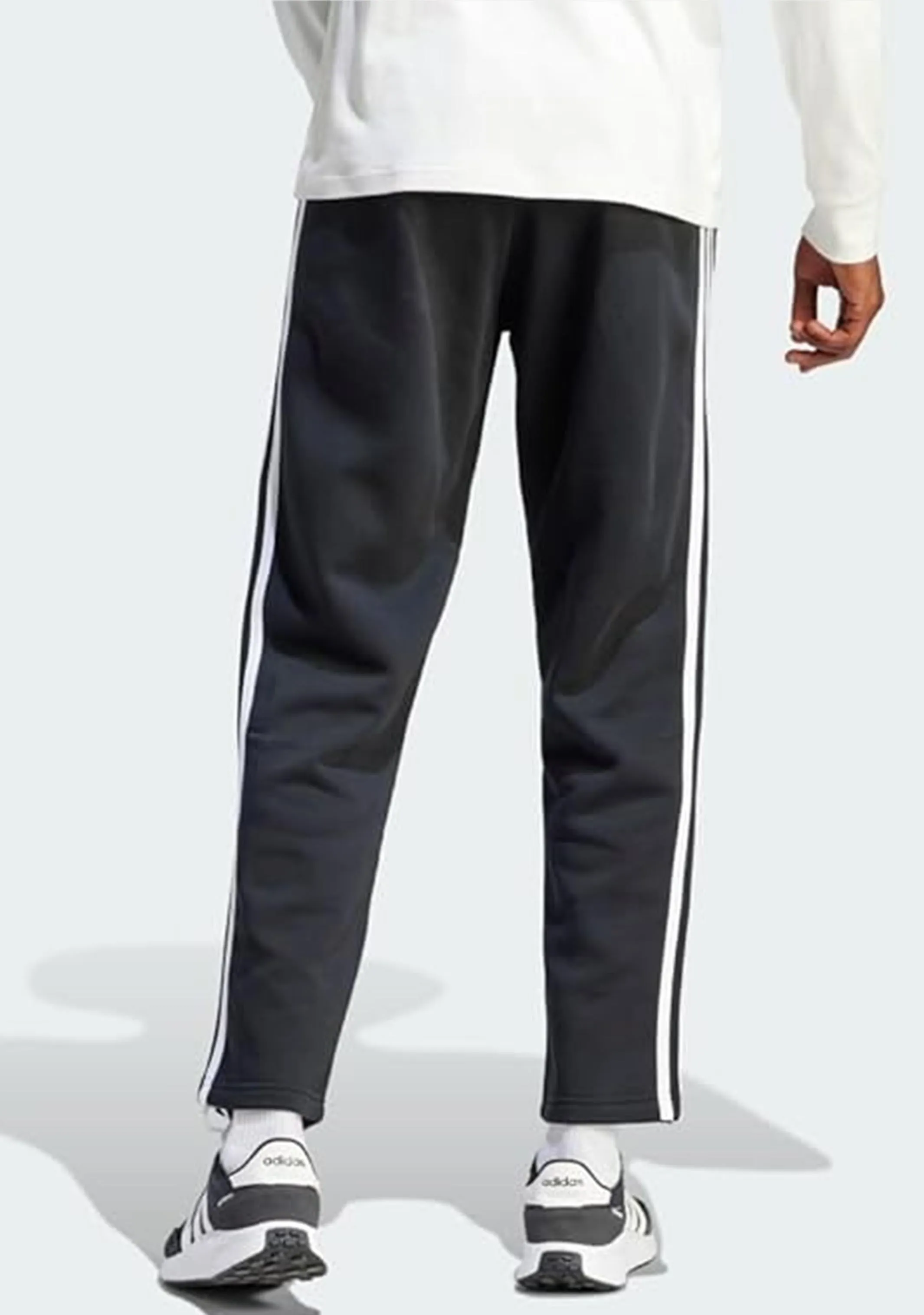 Adidas Men's 3 Stripes Essentials Fleece Open Hem Track Pants
