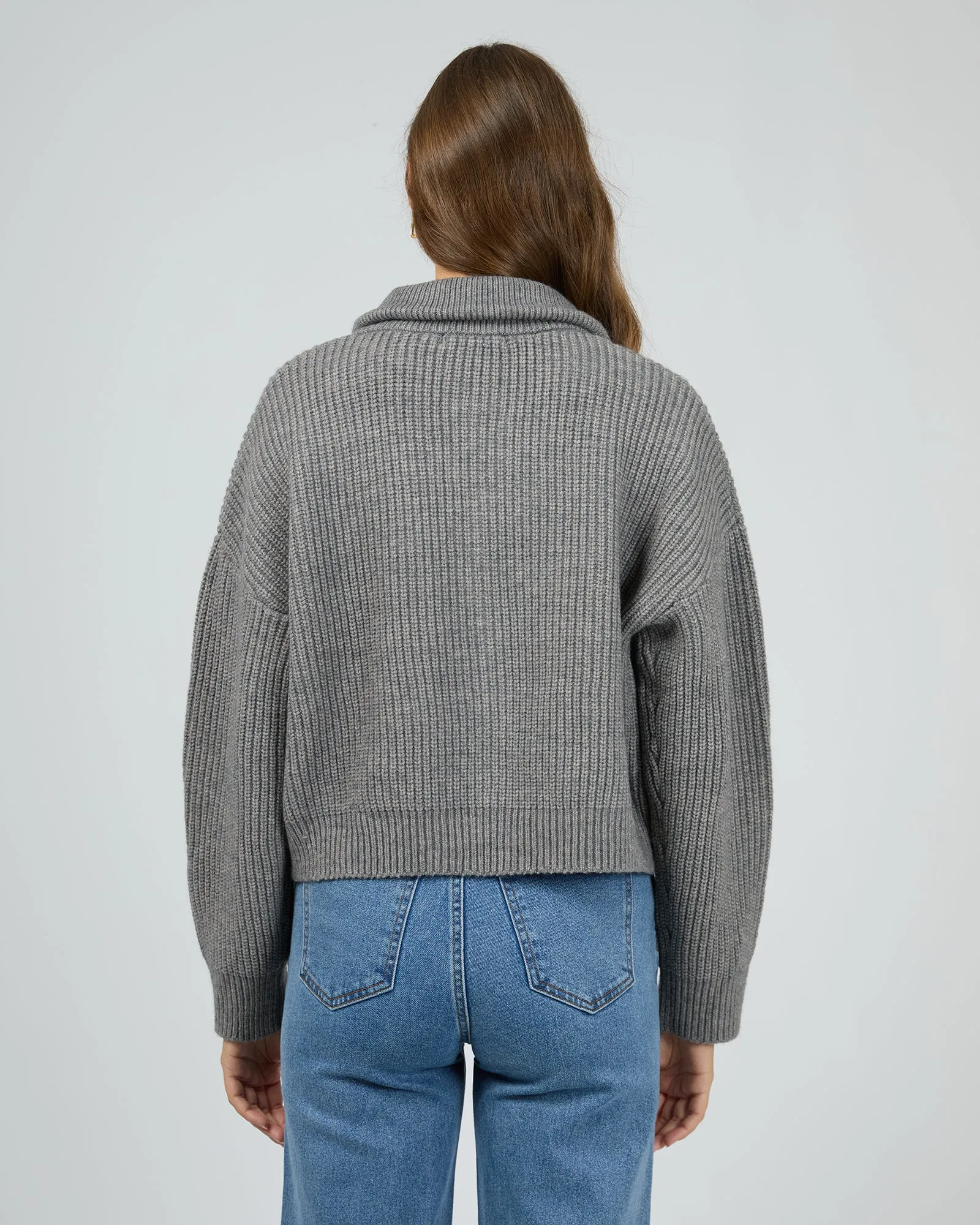 All About Eve Bridie Knit Zip Through Charcoal