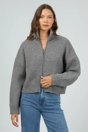All About Eve Bridie Knit Zip Through Charcoal
