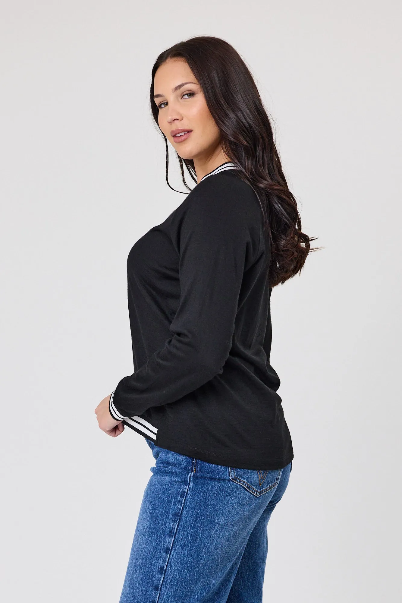Alpine by Shine On Alberta Merino Sports Trim Top Black