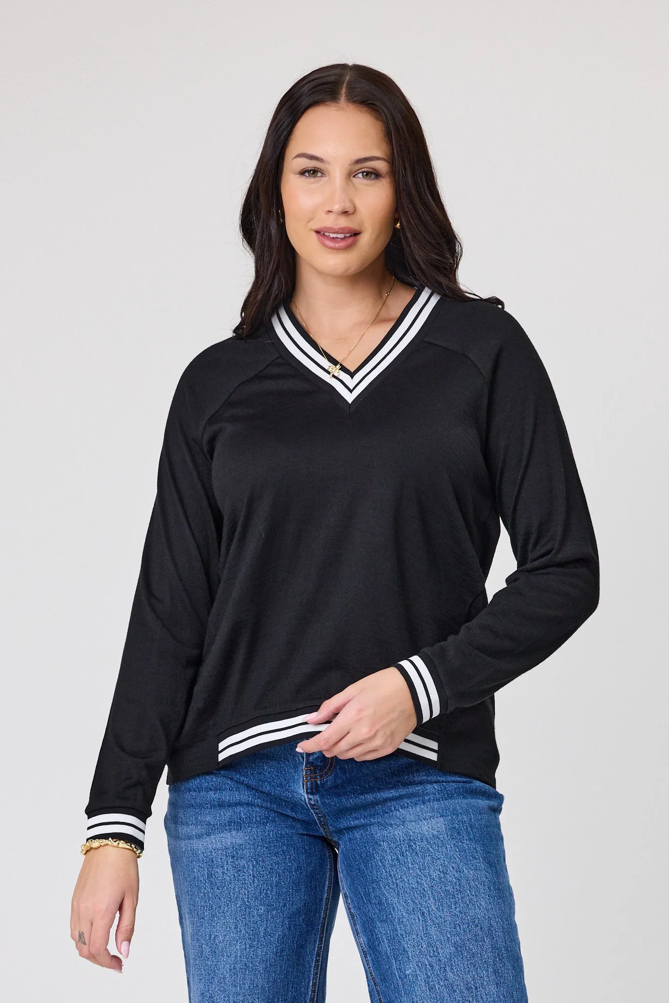 Alpine by Shine On Alberta Merino Sports Trim Top Black