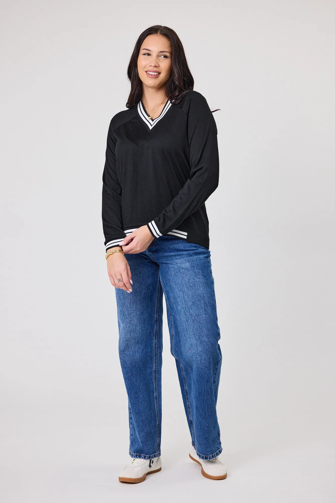Alpine by Shine On Alberta Merino Sports Trim Top Black