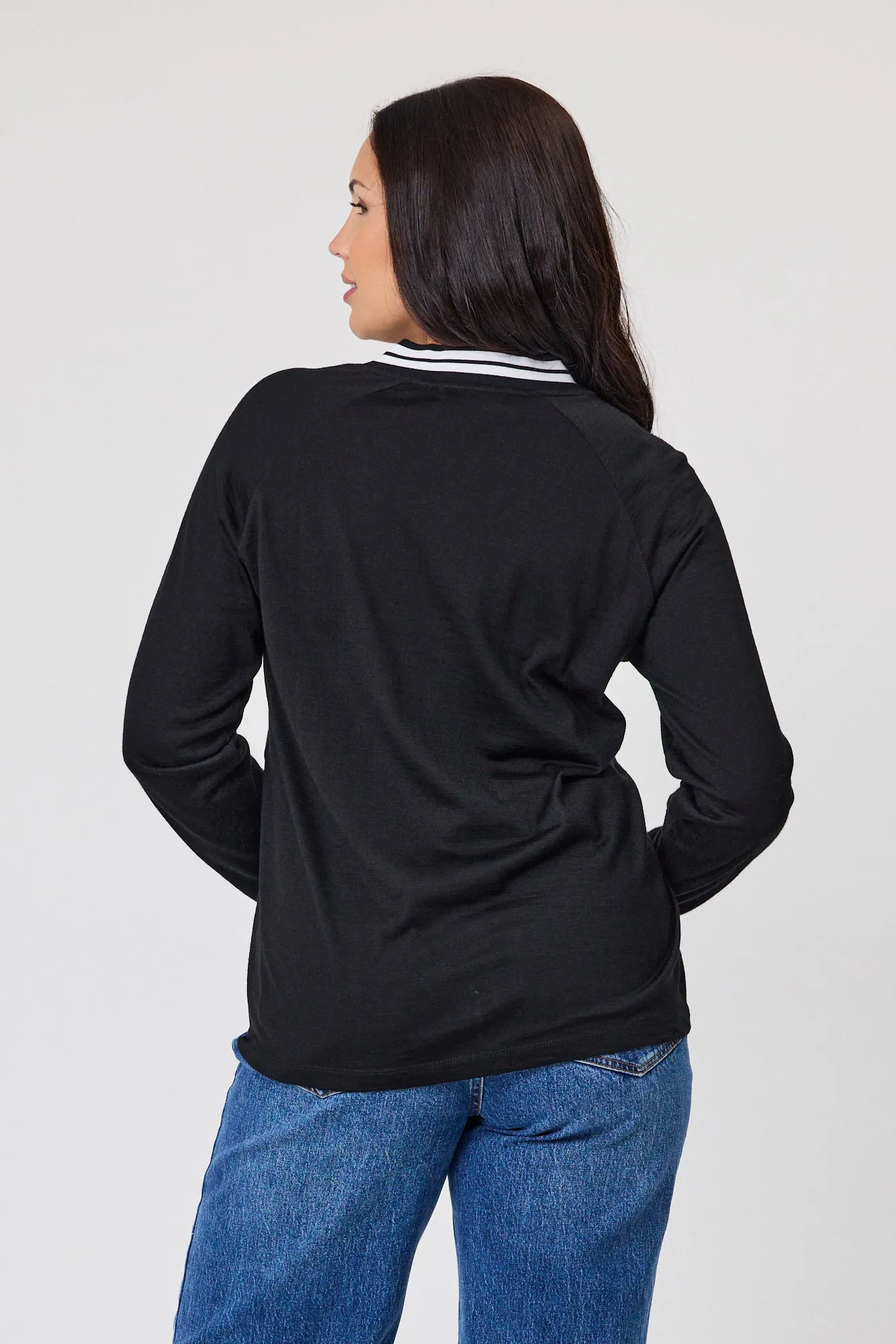 Alpine by Shine On Alberta Merino Sports Trim Top Black