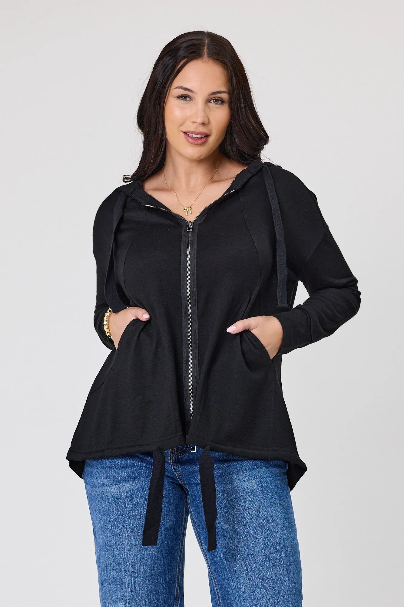Alpine by Shine On Brooks Zip Front Hoodie Black