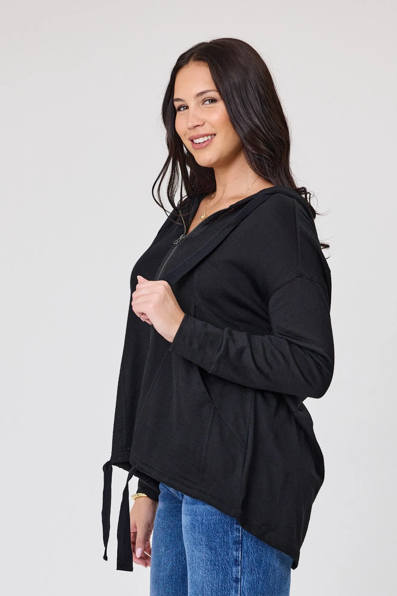 Alpine by Shine On Brooks Zip Front Hoodie Black