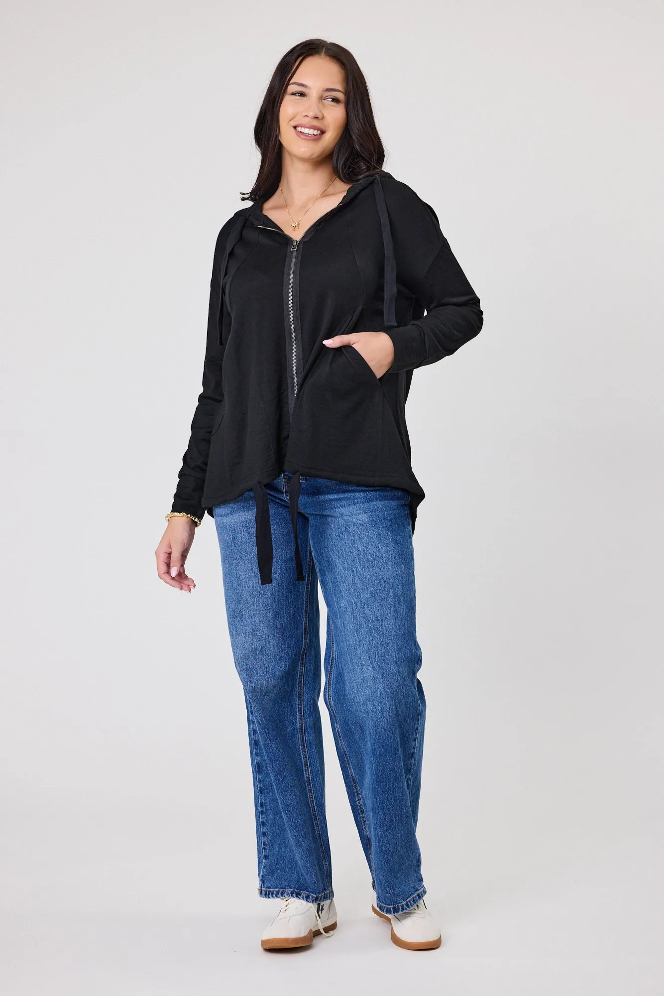Alpine by Shine On Brooks Zip Front Hoodie Black