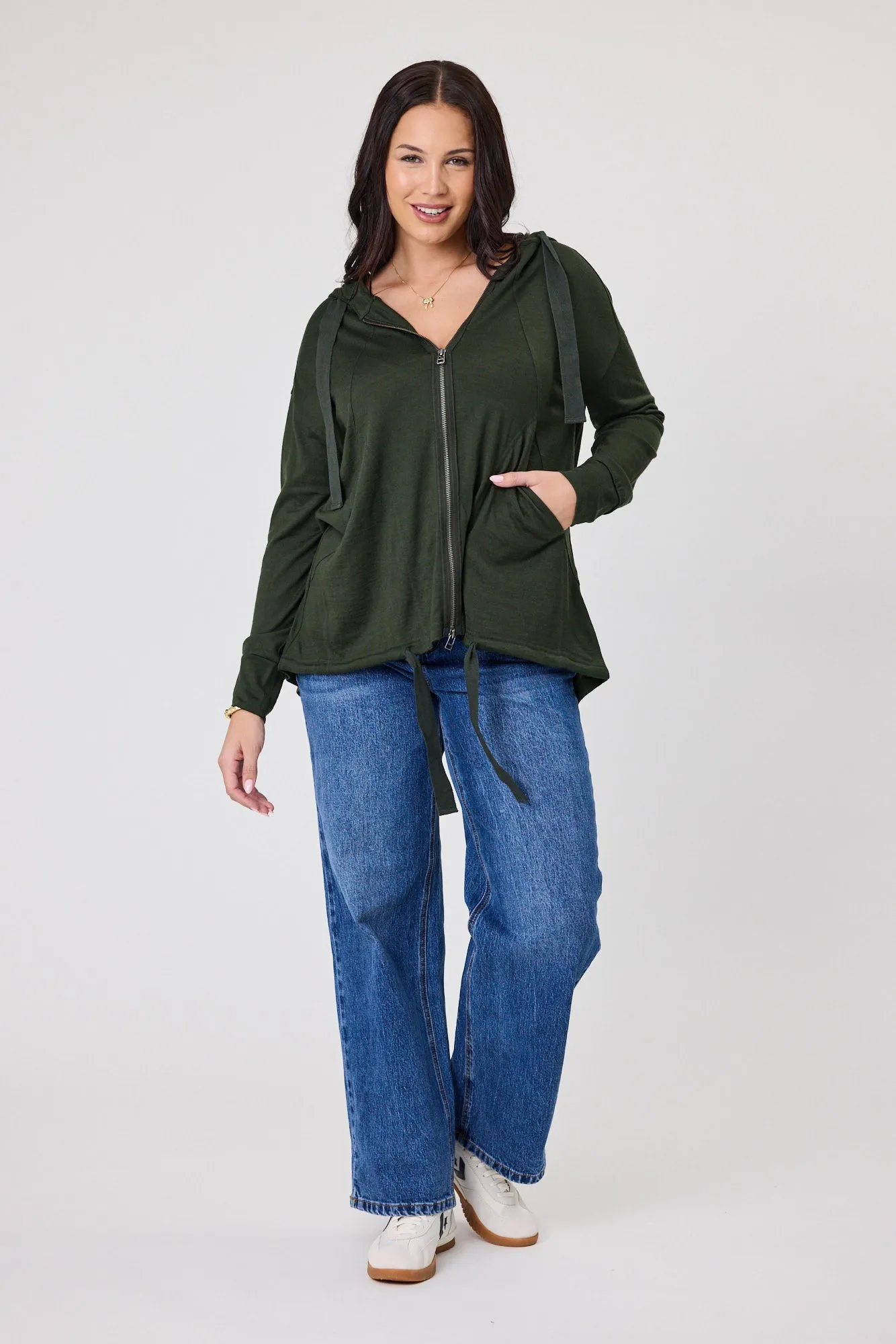 Alpine by Shine On Brooks Zip Front Hoodie Olive