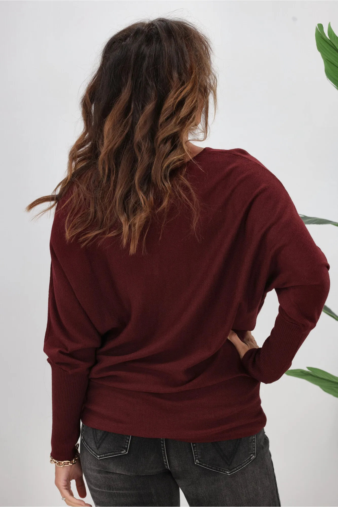 Alpine by Shine On Gigi Merino Batwing Top Claret