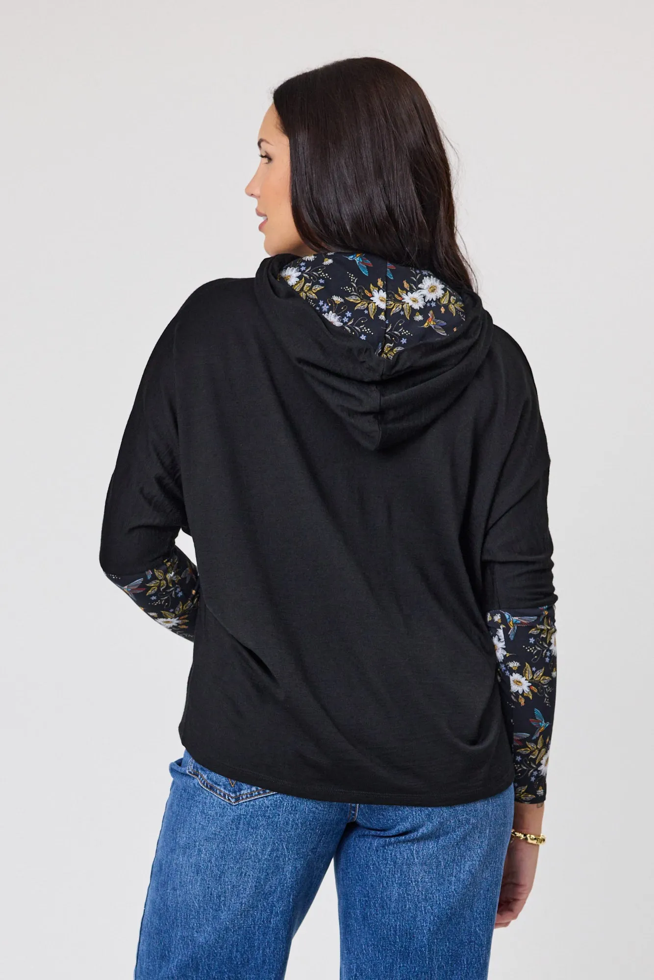 Alpine by Shine On Halifax Contrast Sleeve Hoodie Black