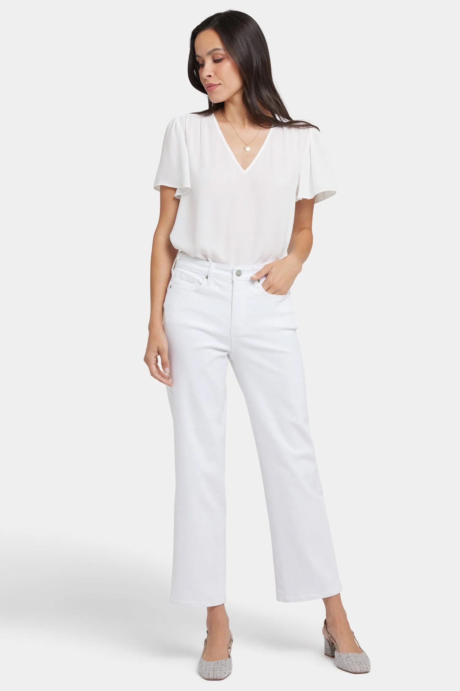 Bailey Relaxed Straight Ankle Jeans - Optic White