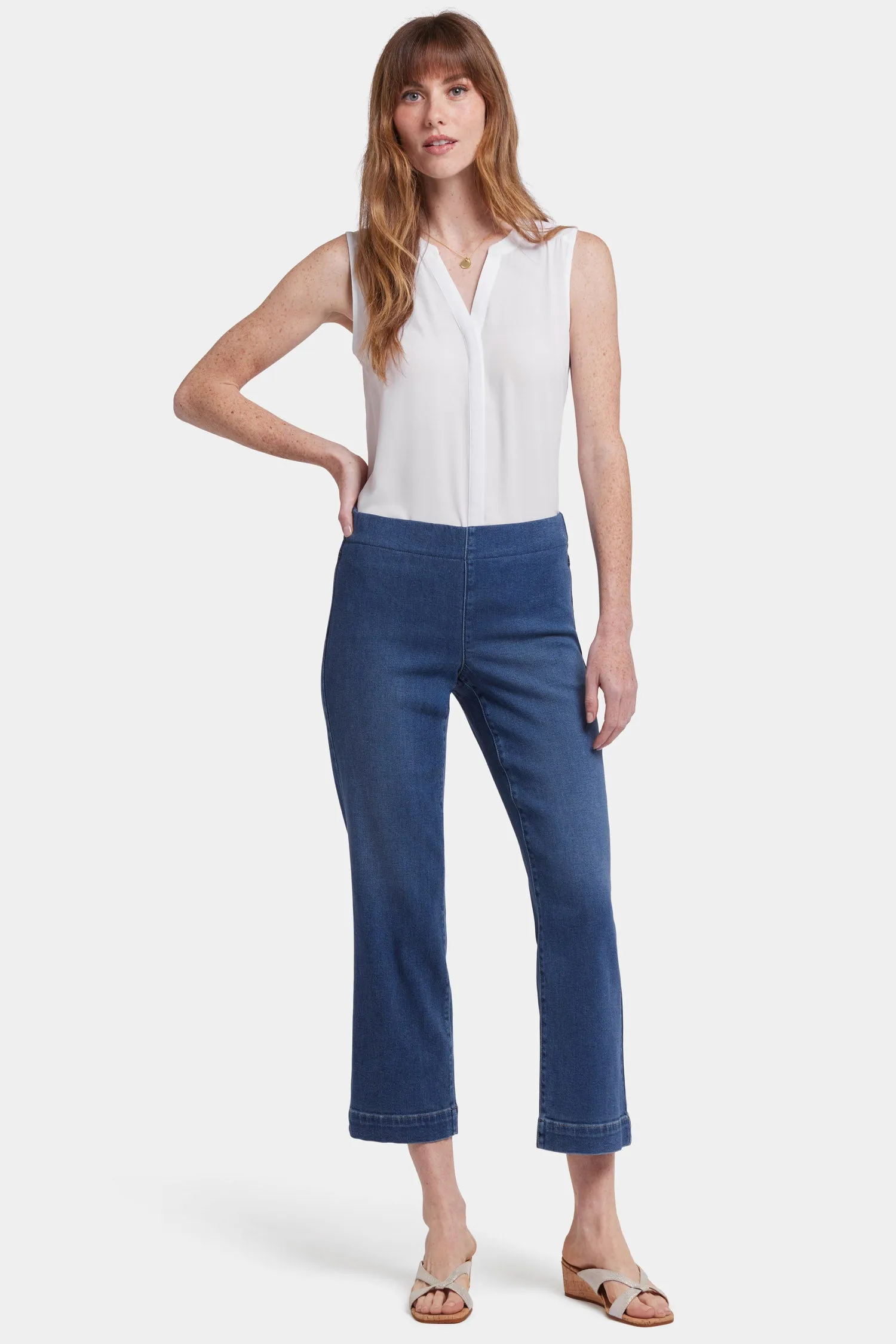 Bailey Relaxed Straight Ankle Pull-On Jeans - Valencia Surf