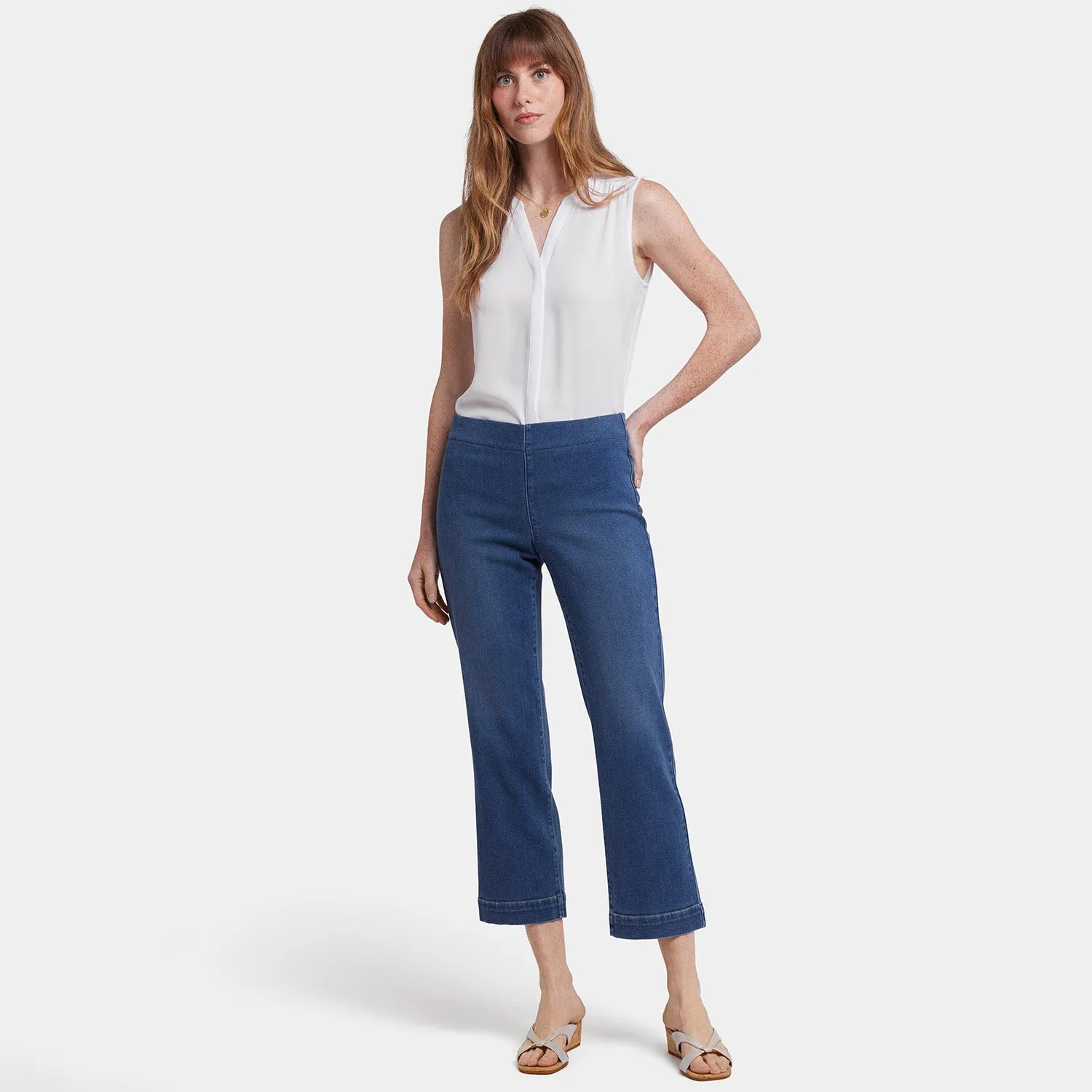 Bailey Relaxed Straight Ankle Pull-On Jeans - Valencia Surf