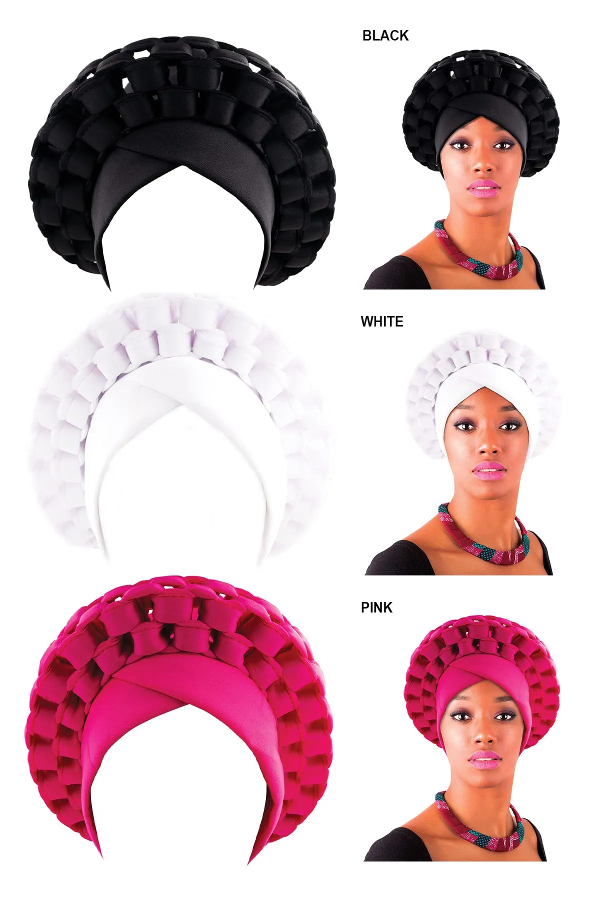 BEAUTY TOWN ELASTIC TURBAN ASO OKE AUTO GELE HEADTIE - 3 COLORS