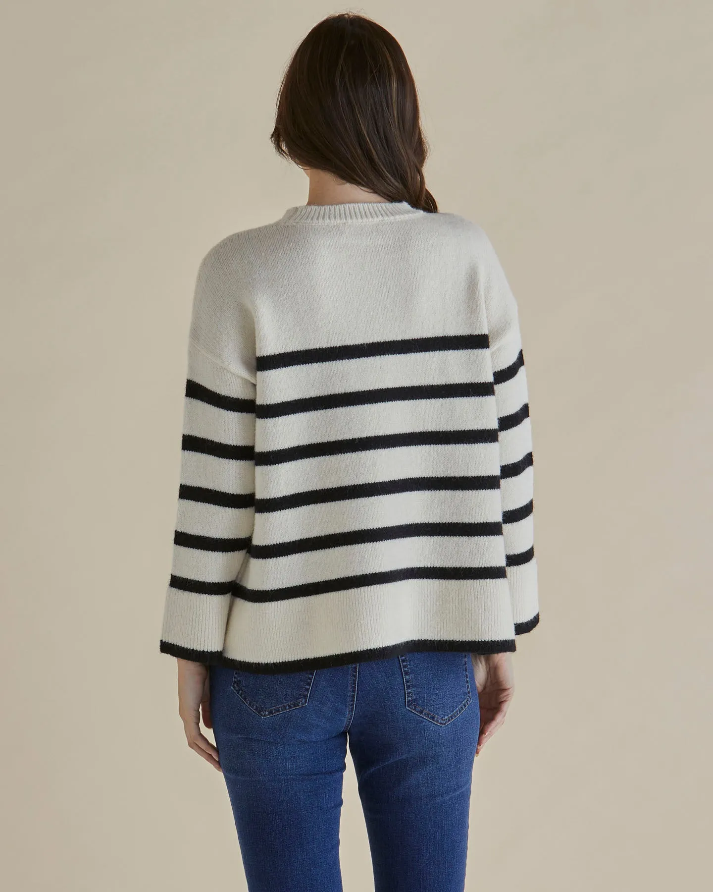 Betty Basics Edith Knit Jumper Cream Black Stripe