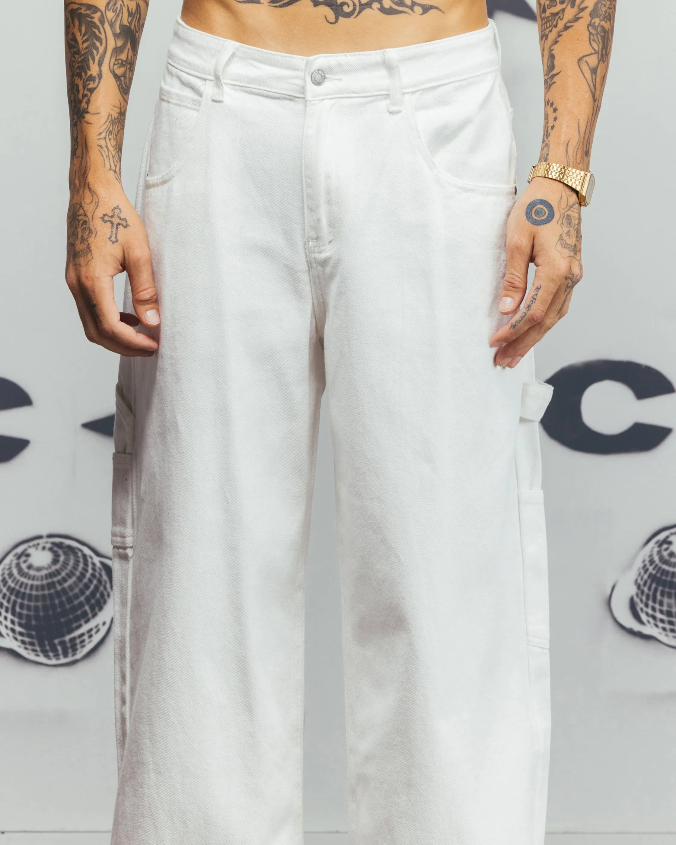 Carre Baggy Carpenter Jeans Off White