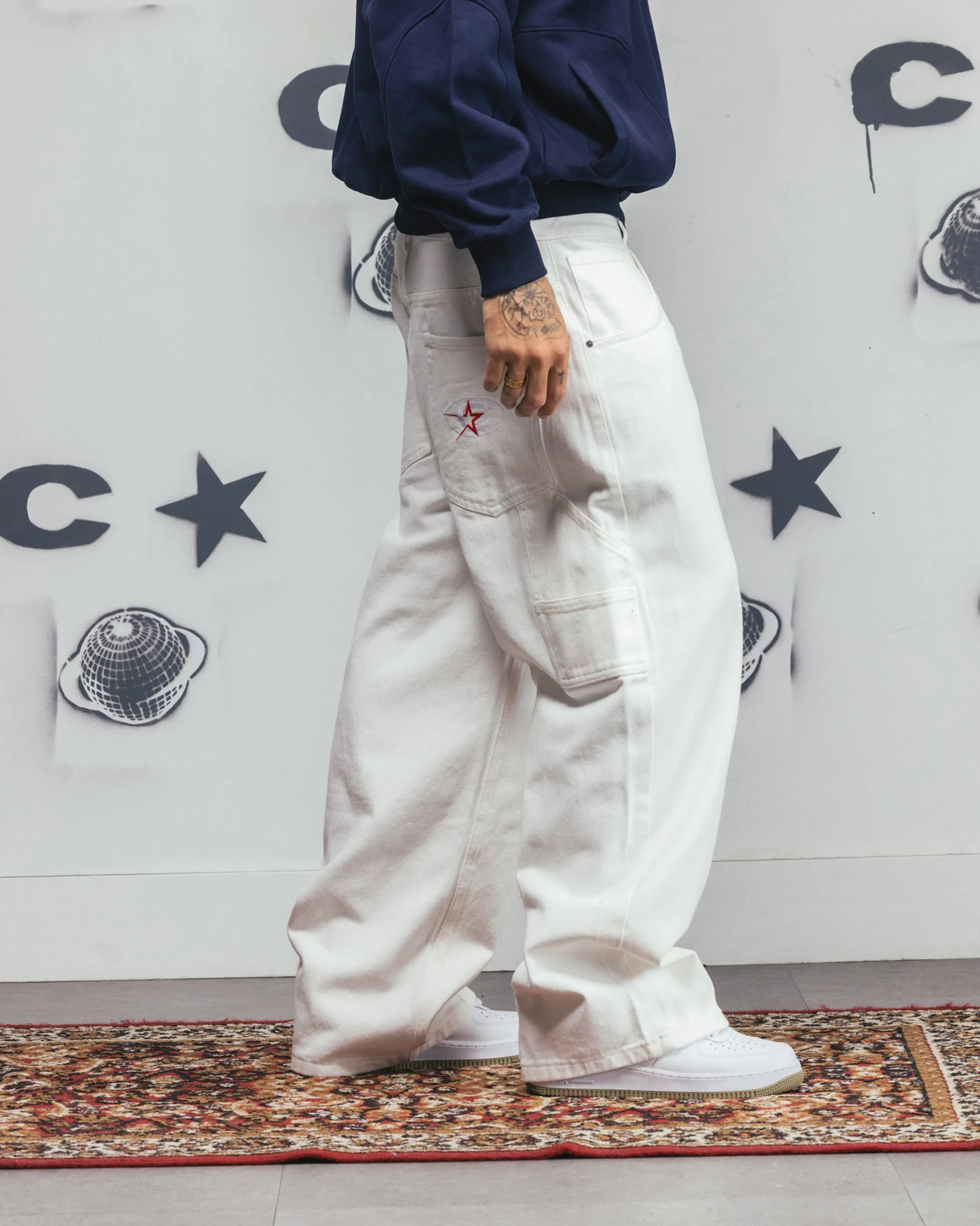 Carre Baggy Carpenter Jeans Off White