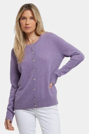 Cashmere Crewneck Cardigan - Heather Lavender