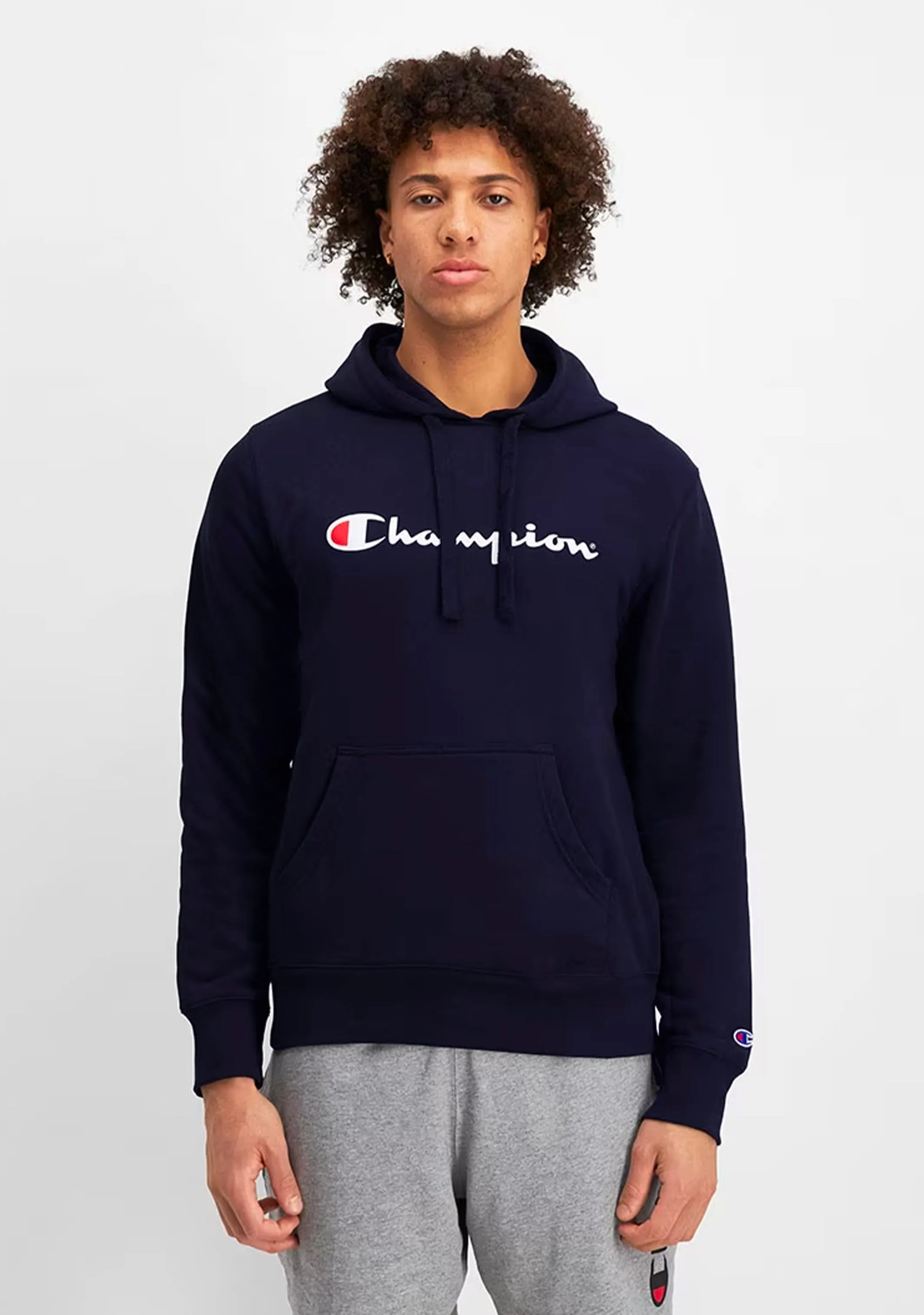 Champion Mens Script Hoodie Navy