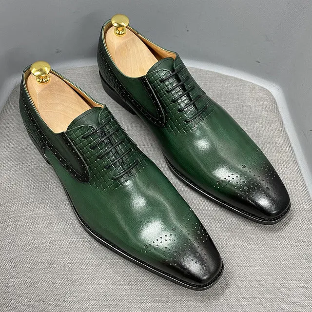Clark Dress Shoes Lace-Up Formal Men Shoes Black Green
