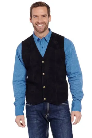 Cripple Creek Mens Black Boar Suede Snap Front Vest Western 4XL