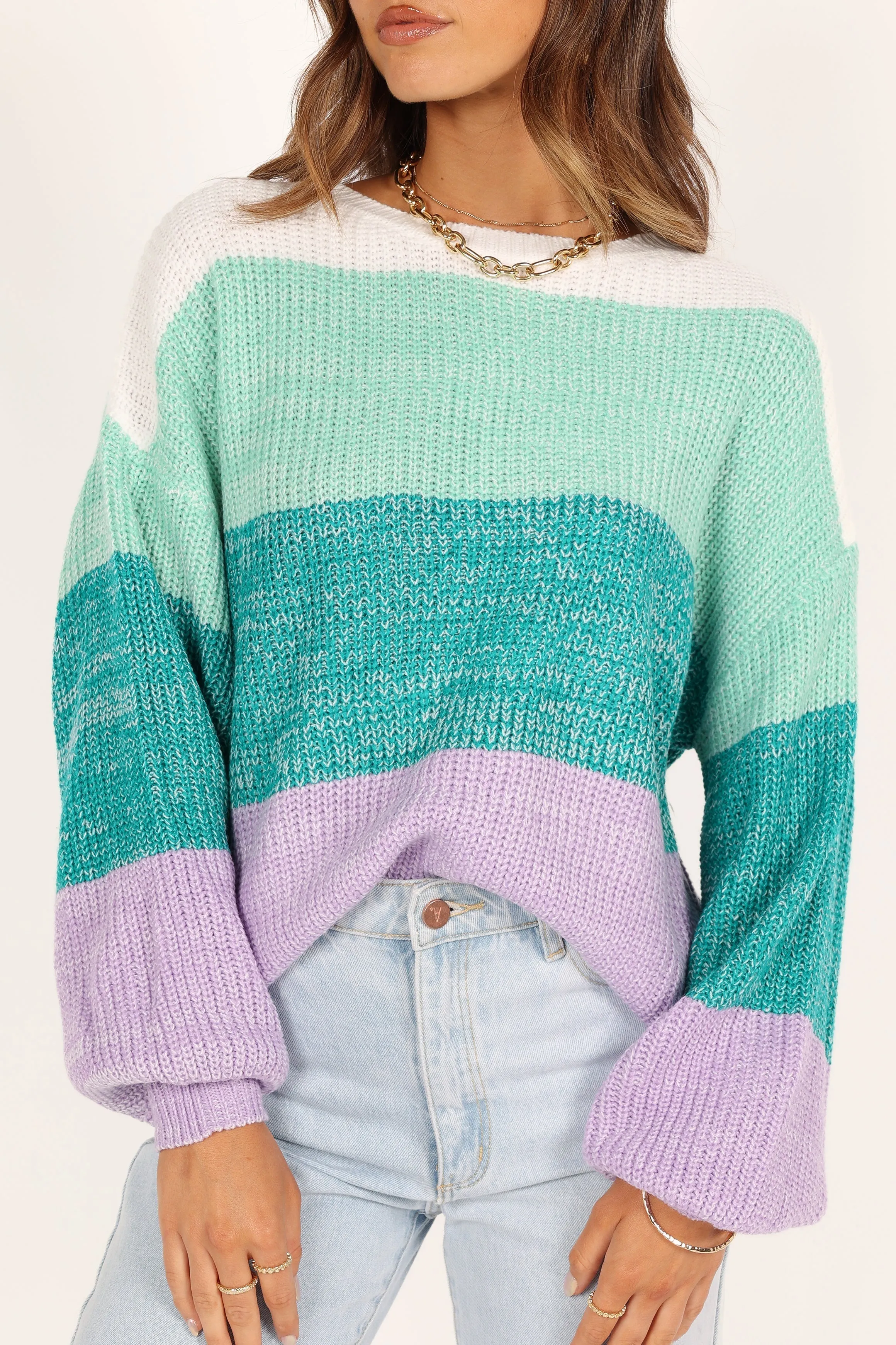 Danielle Knit Sweater - Lilac Stripe