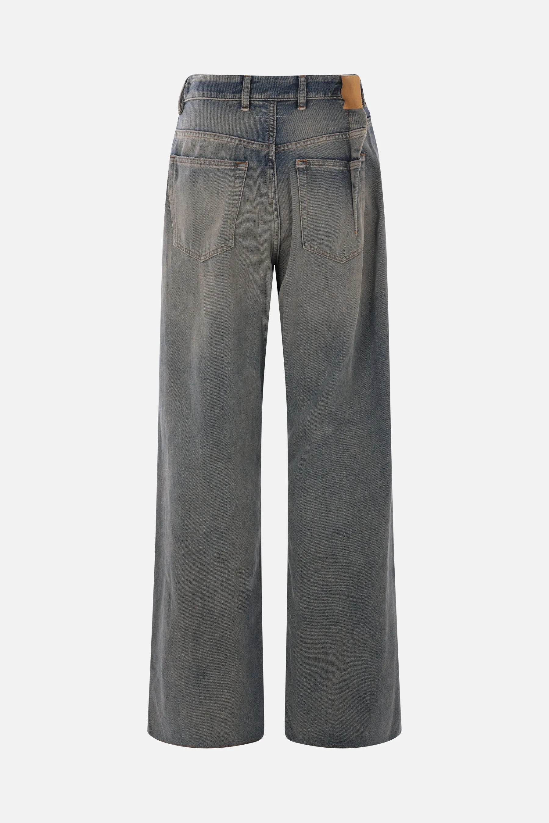 denim jeans with inverted pleats