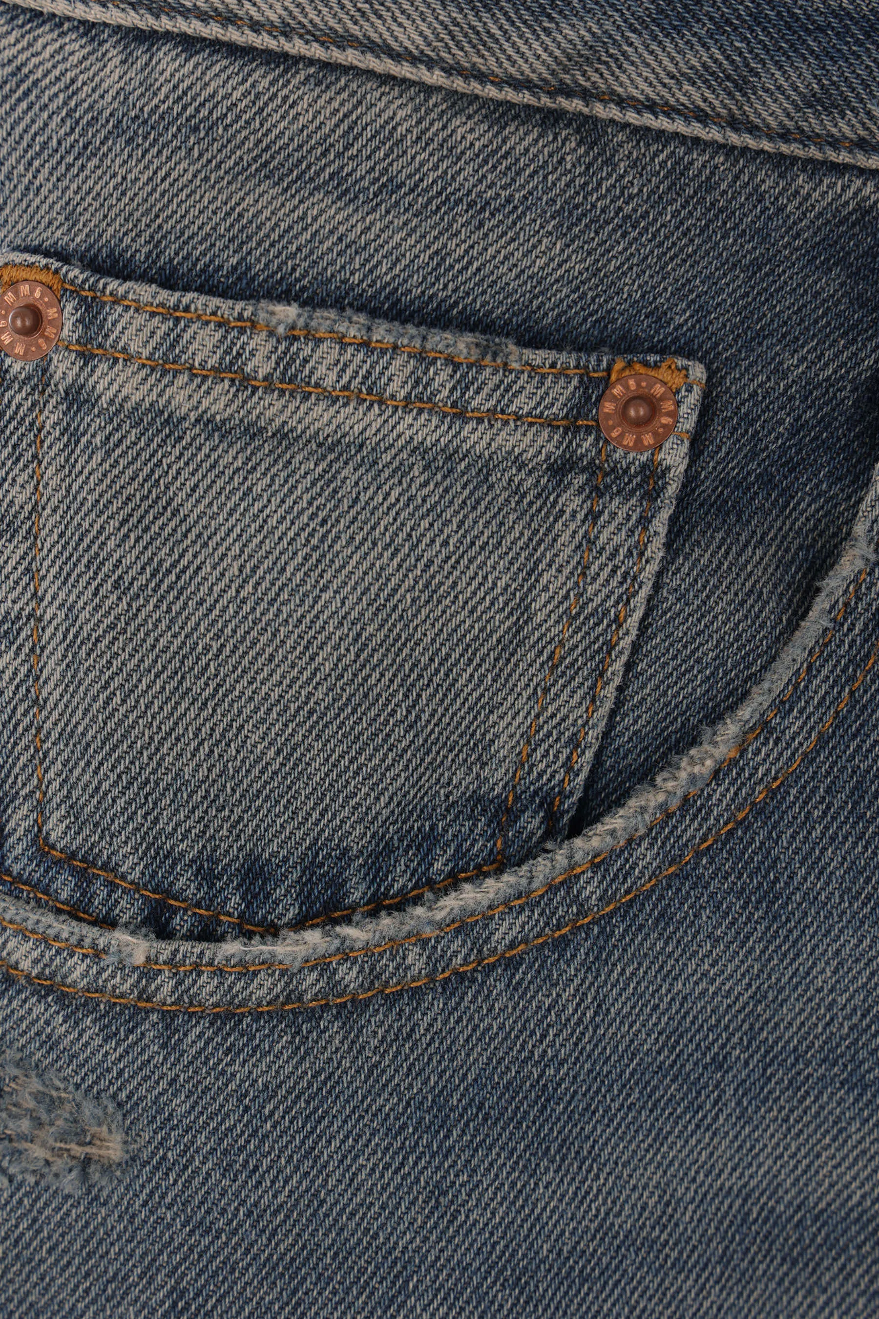 denim jeans with inverted pleats