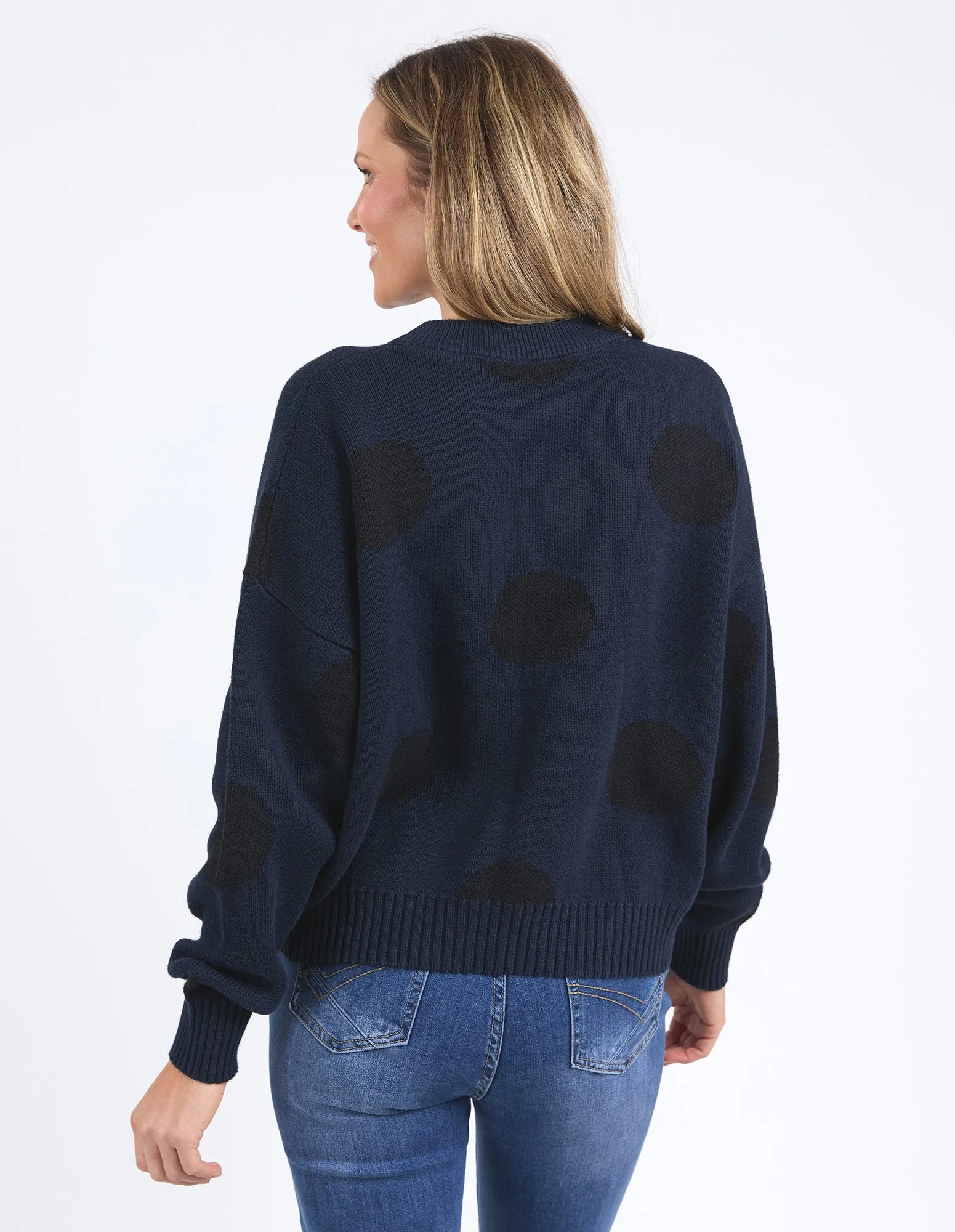Elm Aggie Spot Knit Navy Spot