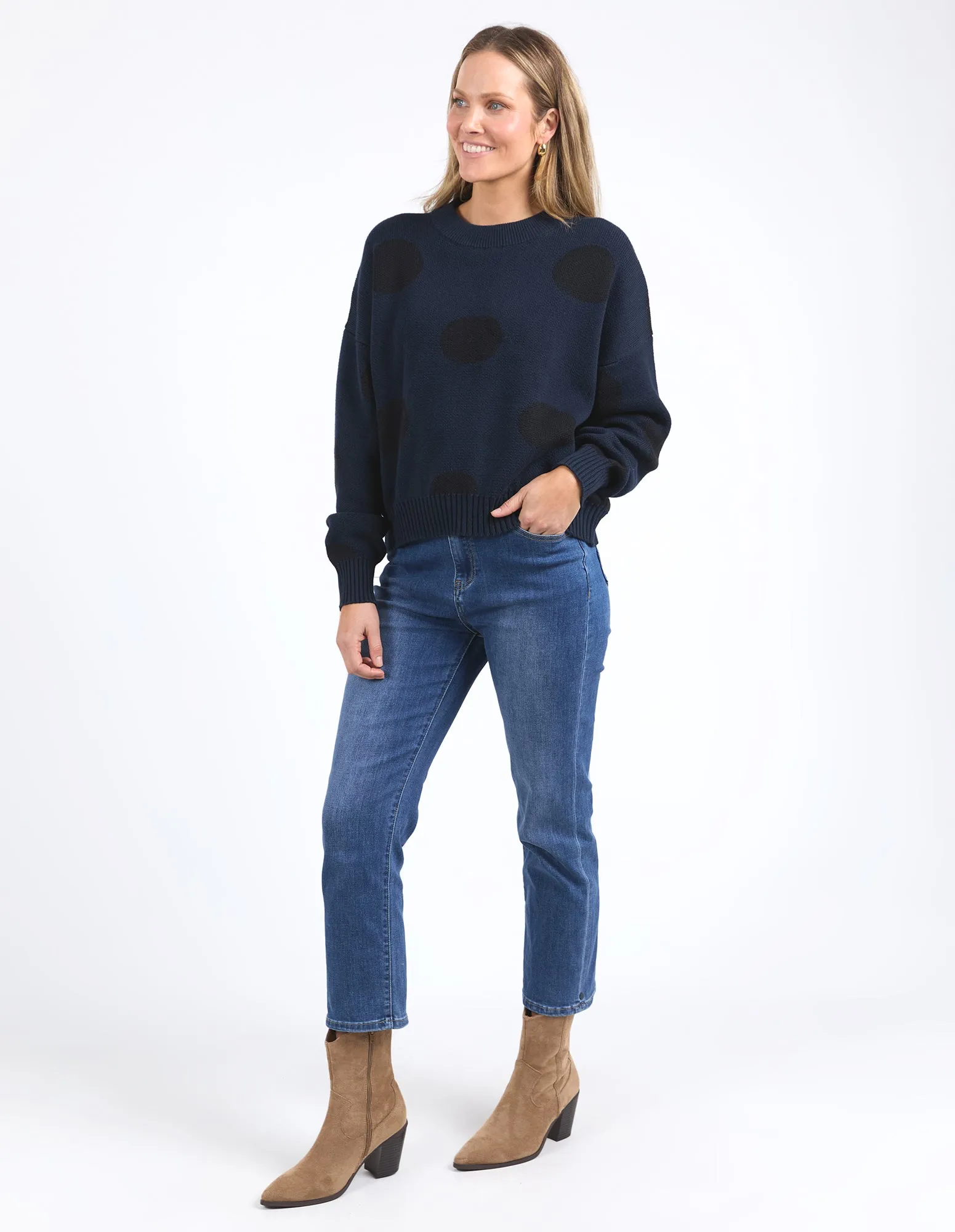 Elm Aggie Spot Knit Navy Spot