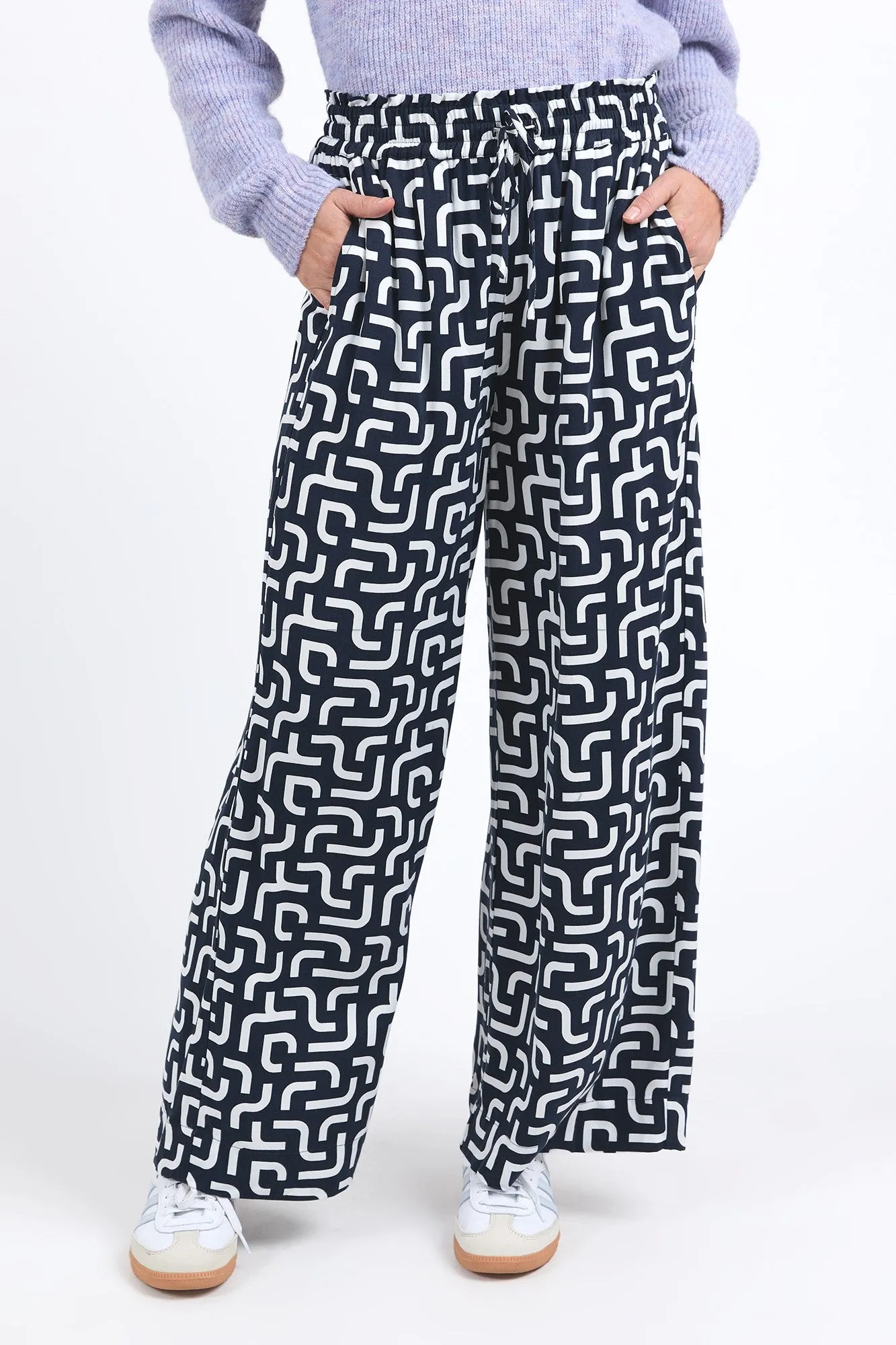 Elm Gemma Geo Pant Navy Geo Print