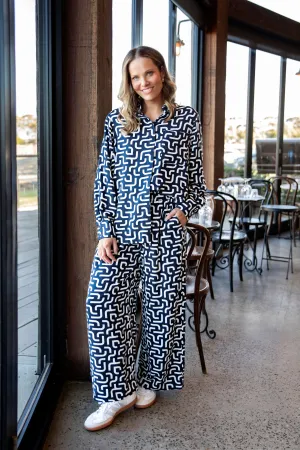 Elm Gemma Geo Pant Navy Geo Print