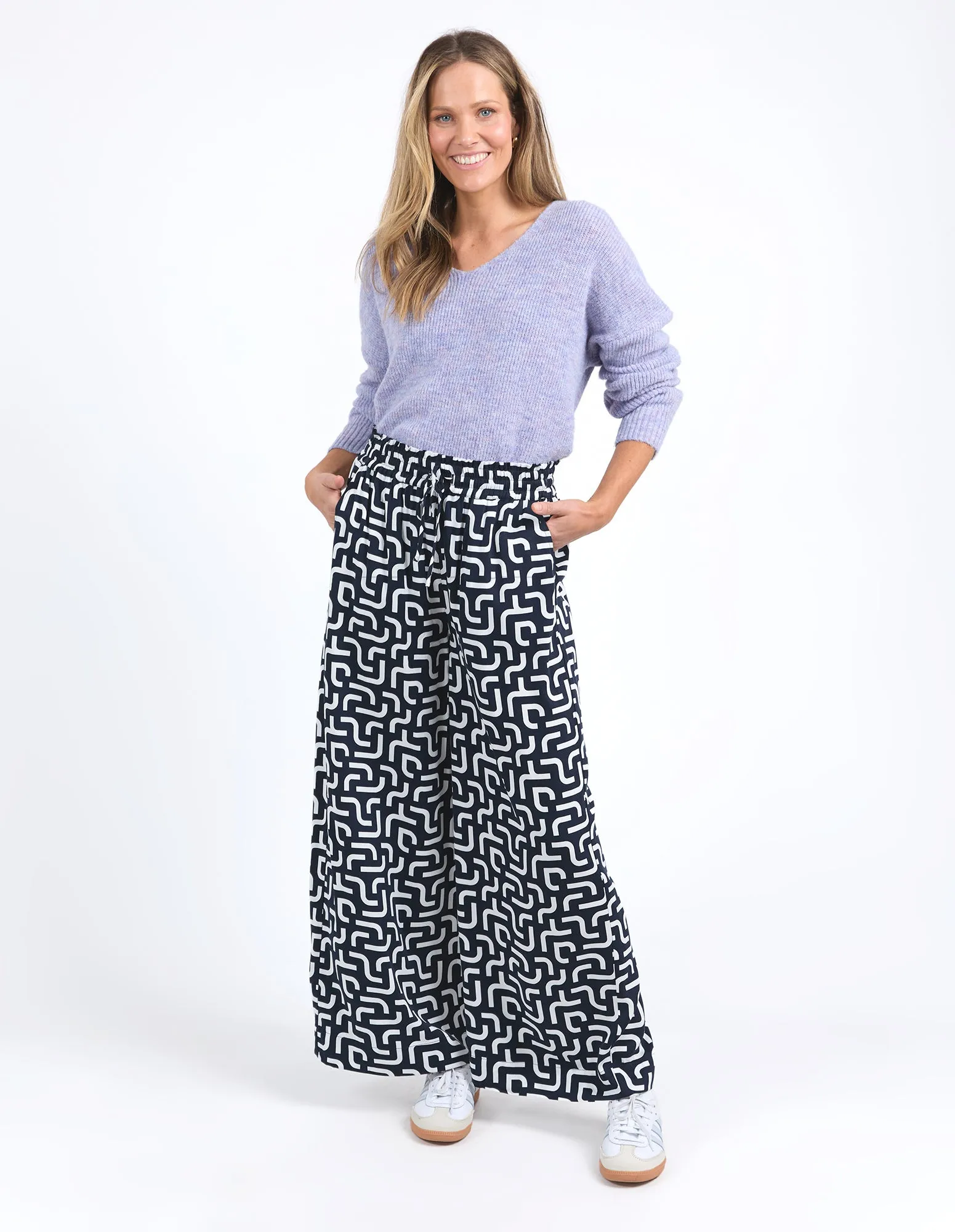 Elm Gemma Geo Pant Navy Geo Print