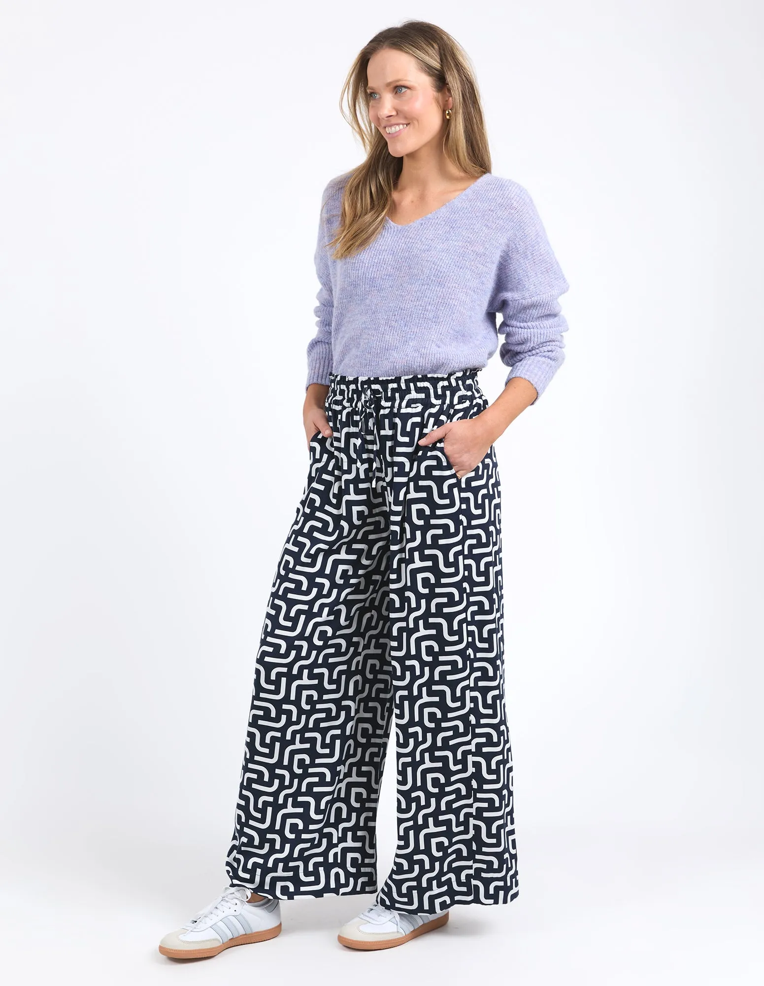 Elm Gemma Geo Pant Navy Geo Print