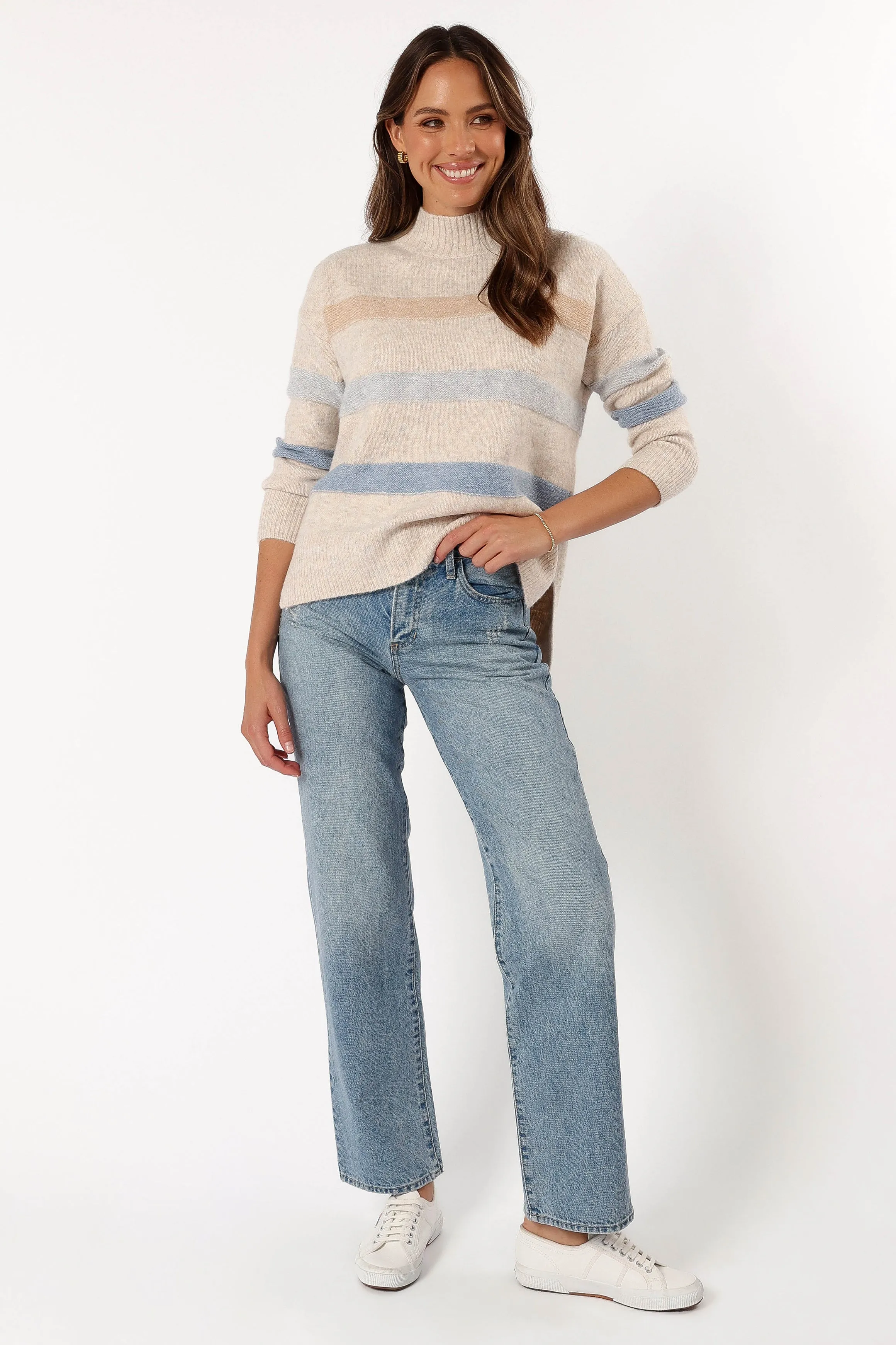 Esther Stripe Knit Sweater - Cream