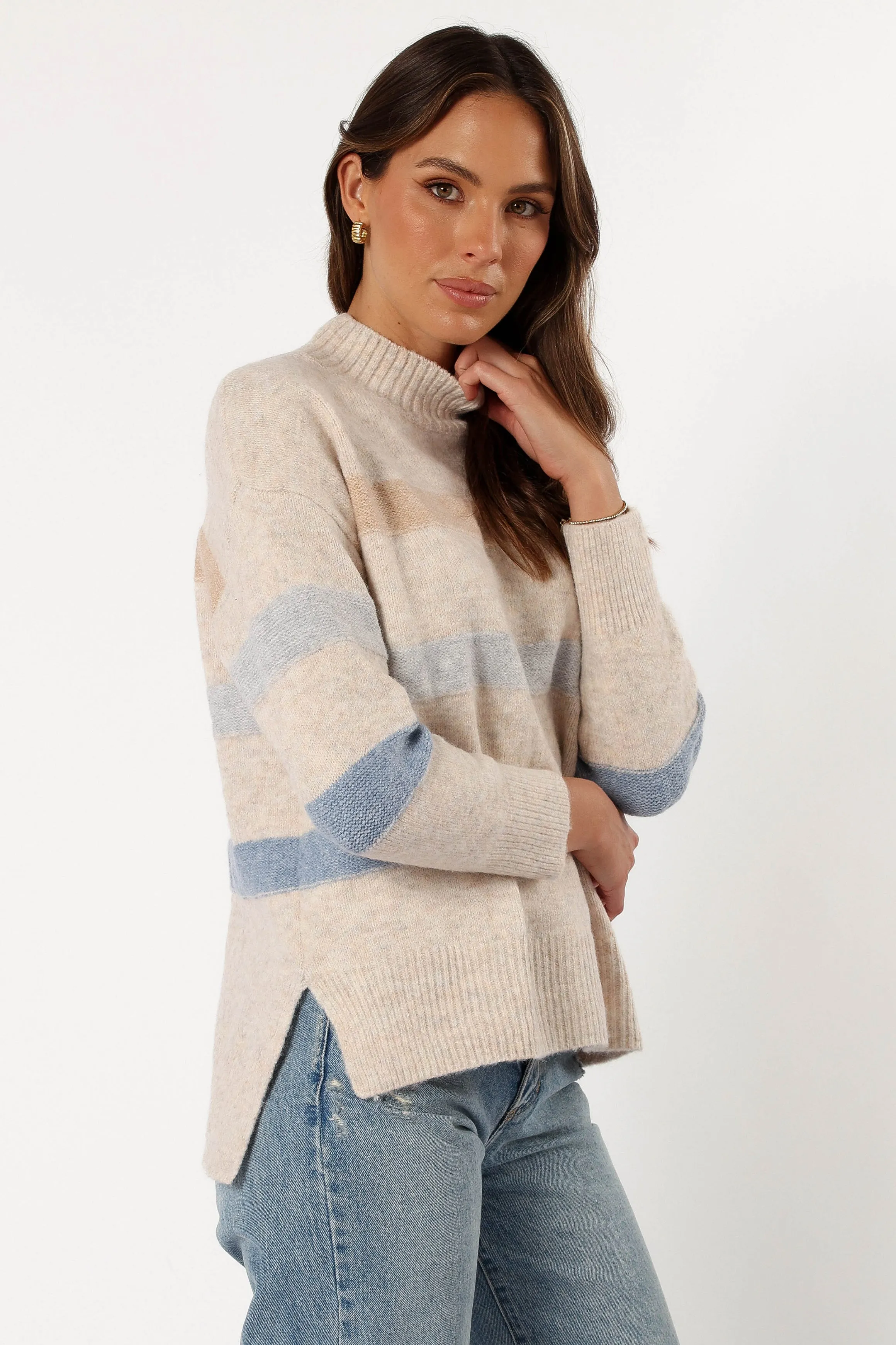 Esther Stripe Knit Sweater - Cream