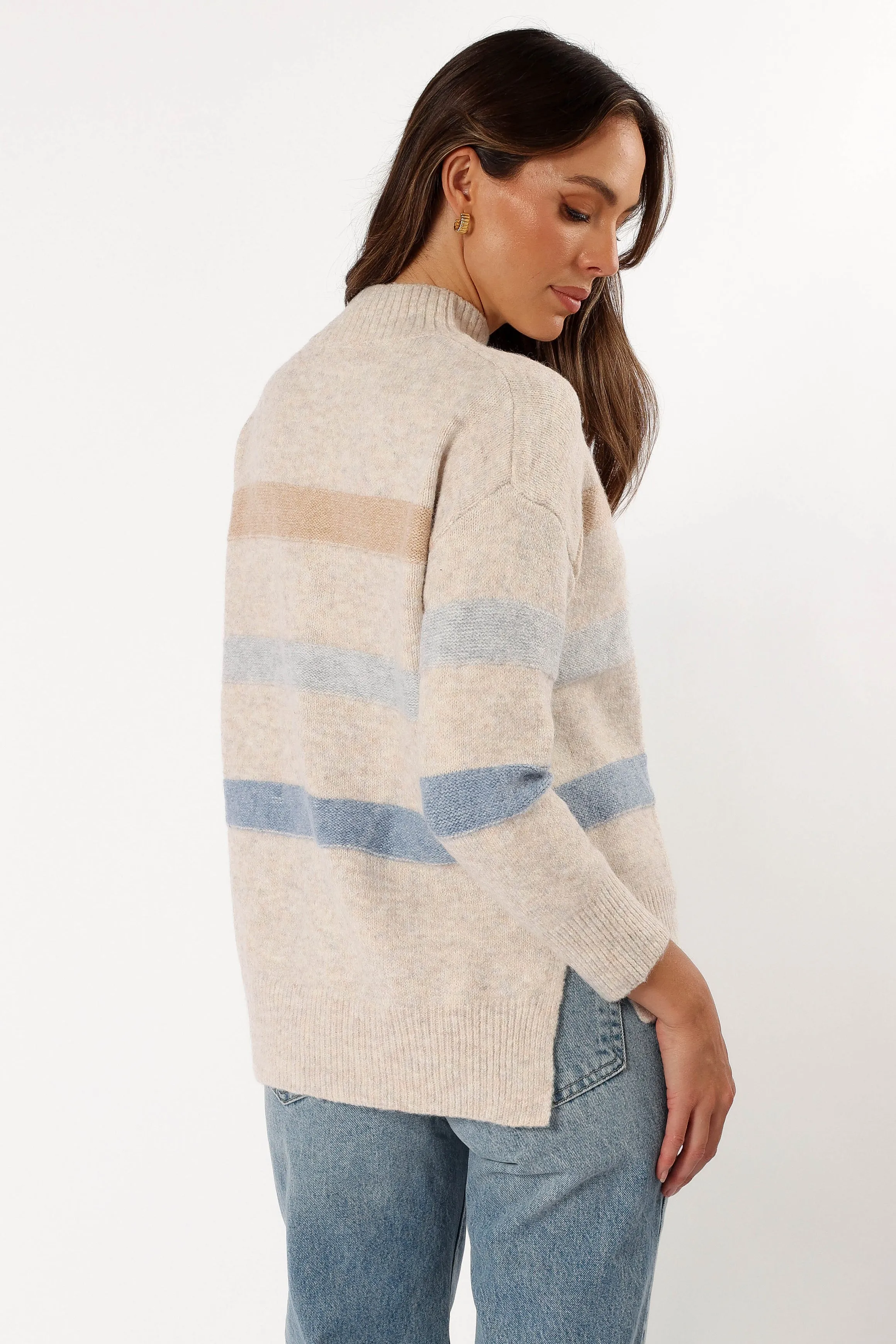 Esther Stripe Knit Sweater - Cream