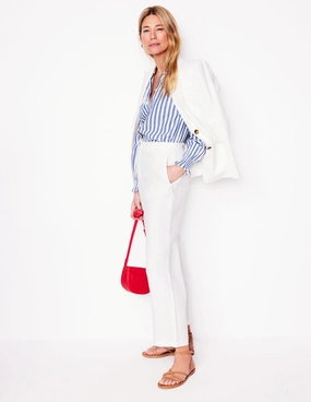 Evie Double Cloth Top-Bright Blue Stripe
