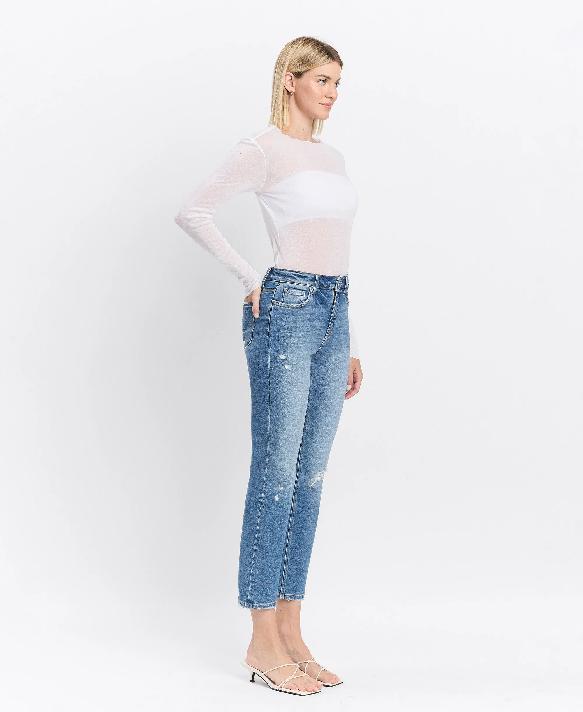 Excellant - High Rise Slim Straight Jeans