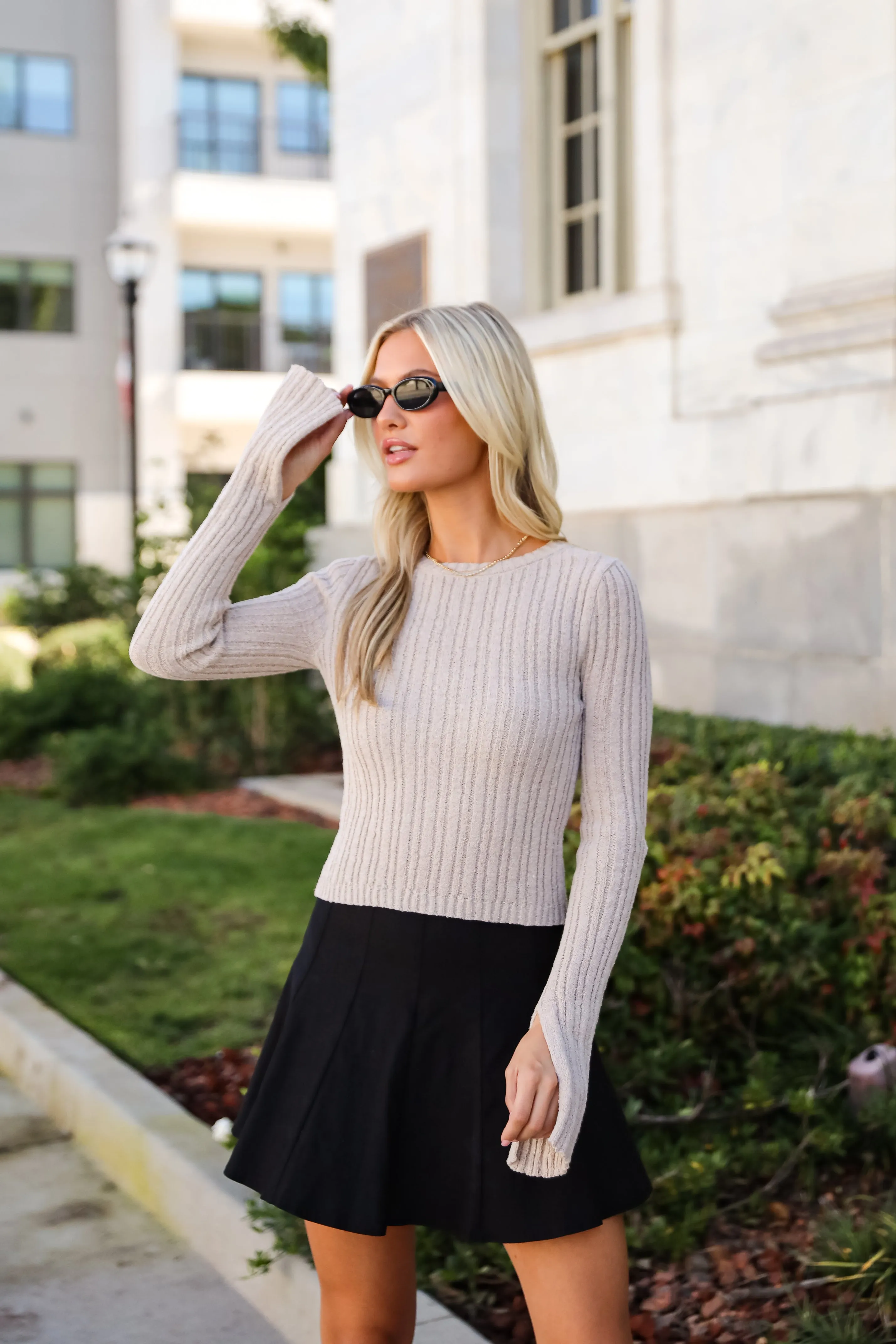 FINAL SALE - Bailey Tan Ribbed Knit Top - DOORBUSTER