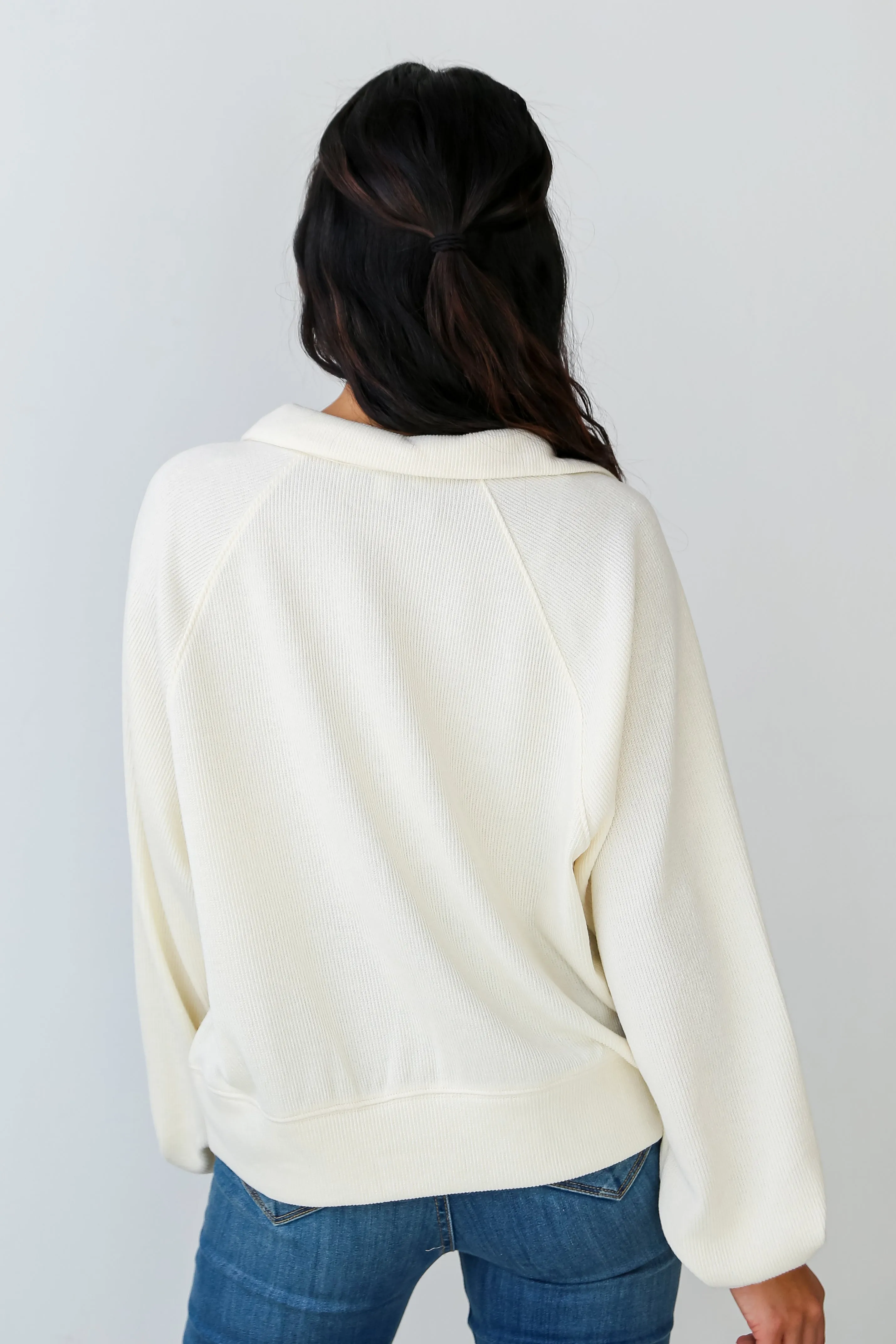 FINAL SALE - Charming Mood Off White Collared Pullover