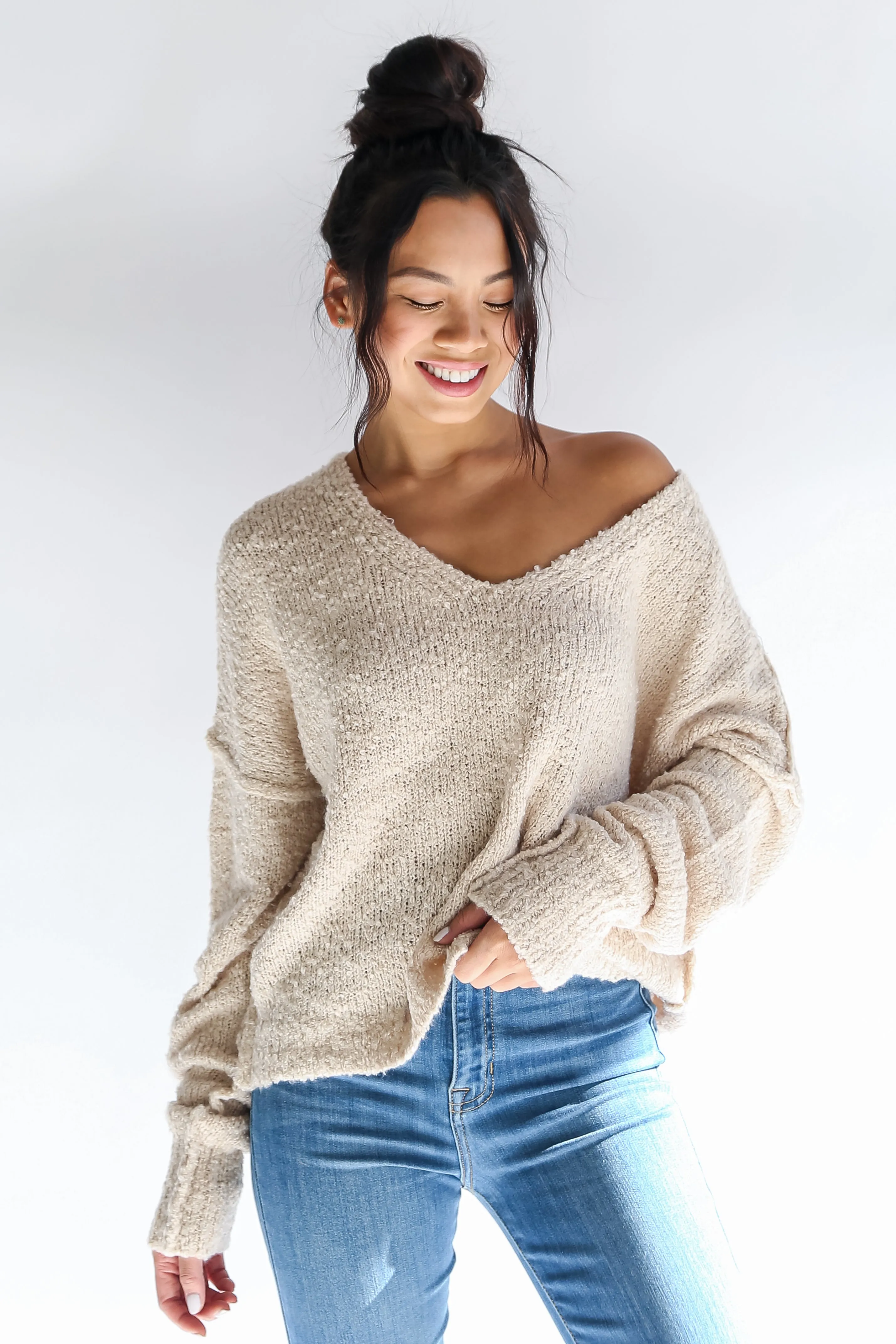 FINAL SALE - Charming Purpose Cream Oversized Sweater