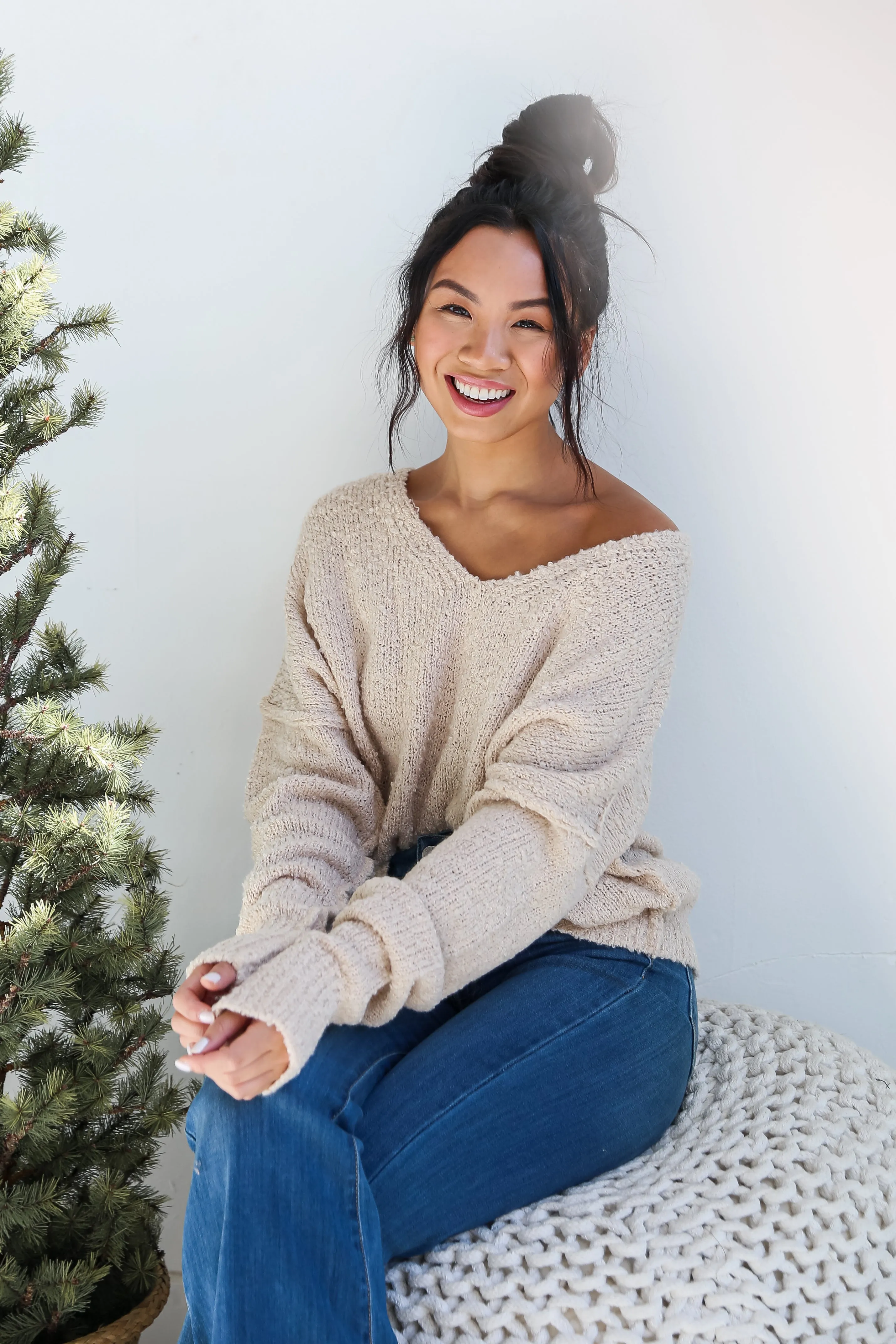 FINAL SALE - Charming Purpose Cream Oversized Sweater