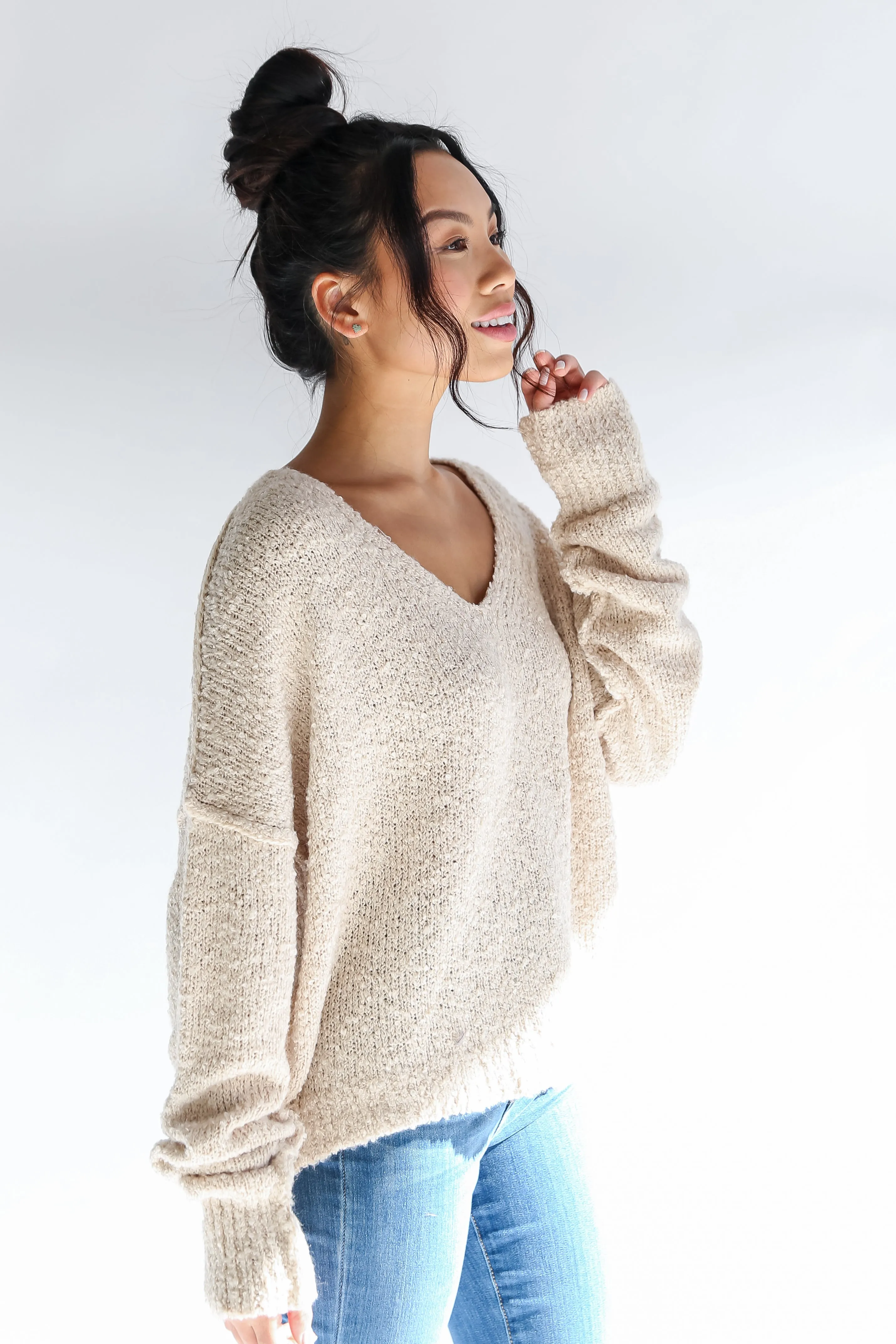 FINAL SALE - Charming Purpose Cream Oversized Sweater