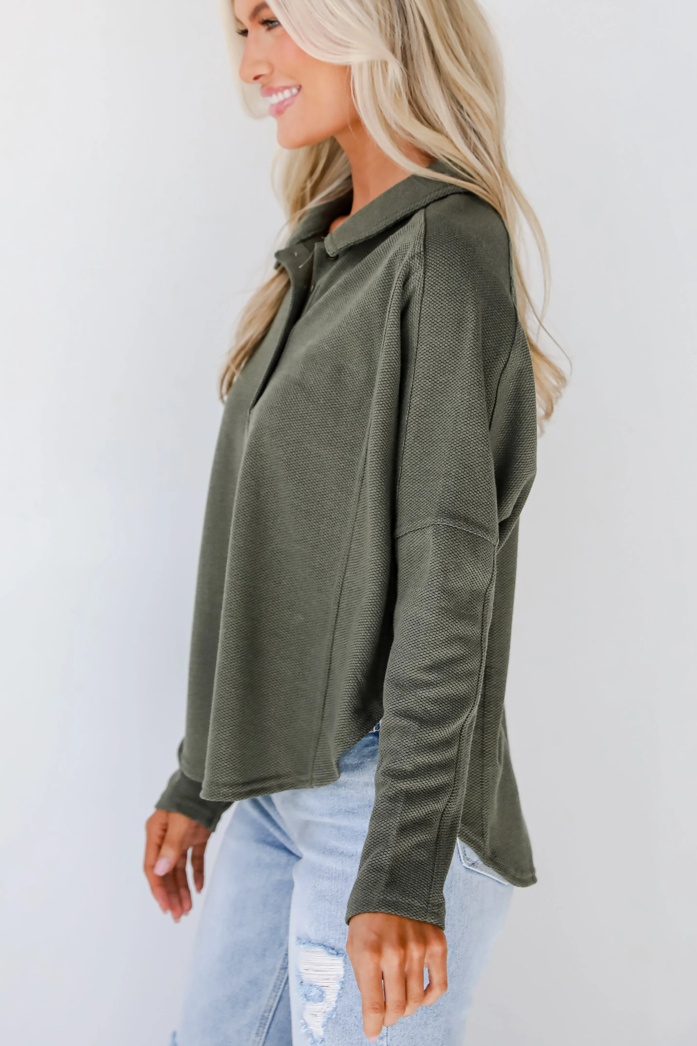 FINAL SALE - Ella Olive Collared Top - DOORBUSTER