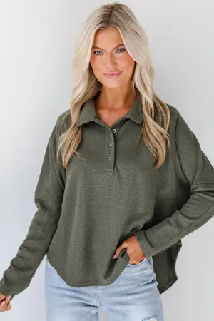 FINAL SALE - Ella Olive Collared Top - DOORBUSTER