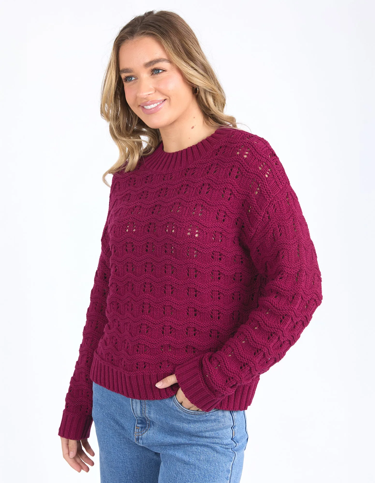 Foxwood Carter Knit Beetroot Red
