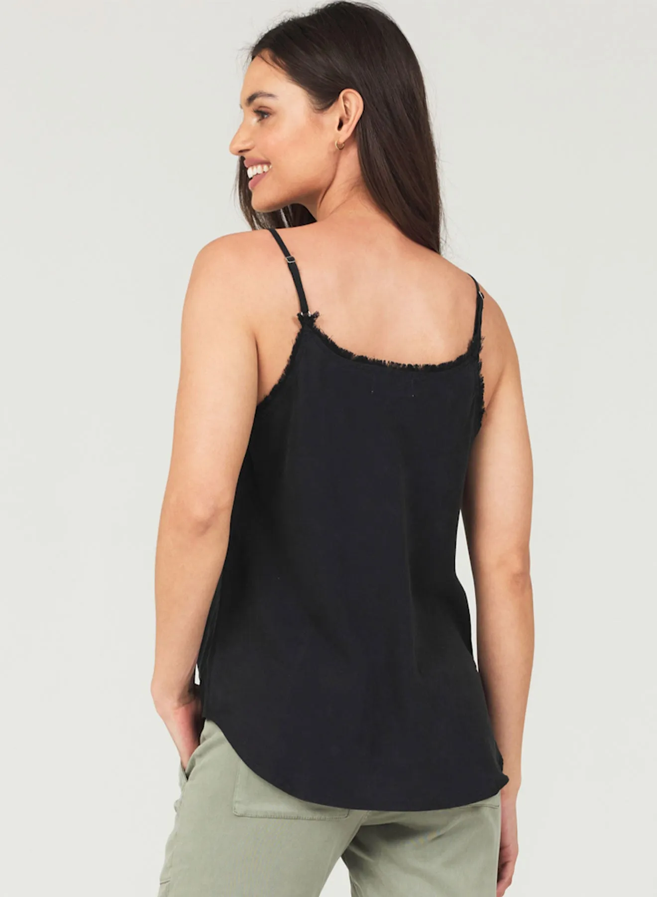 Frayed Tencel Cami - Vintage Black