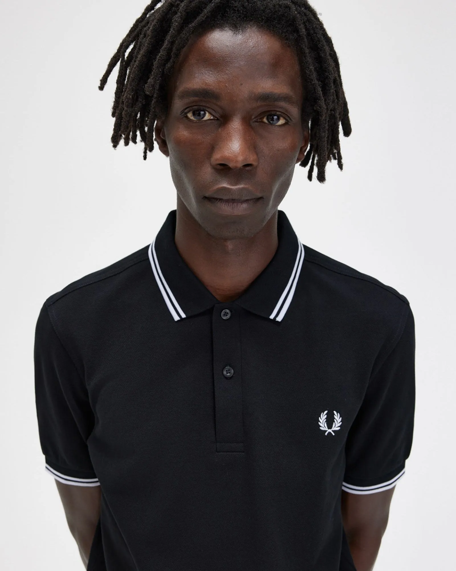 Fred Perry Twin Tipped Polo Shirt - Black / White / White